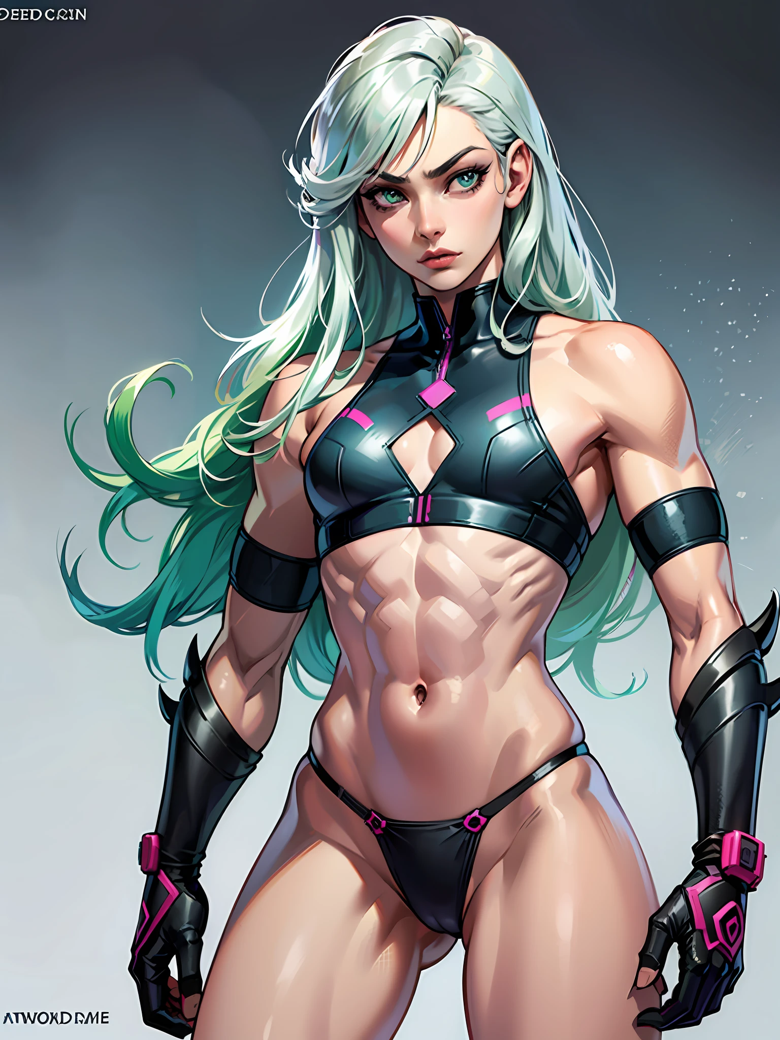 solo male wearing micro thong. ((black micro-thong:skull_pattern_design_thong)), bio-luminescent_water_world, wide angle, athletic male_body, shirtless, silver eyes, small waist, broad chest, muscular, green hair styled in spikes, big mane, determined expression, illustration, watercolor, ((extremely detailed, extremely detailed legs, extremely detailed arms, extremely detailed face, perfectly detailed eyes, perfectly detailed anatomy))