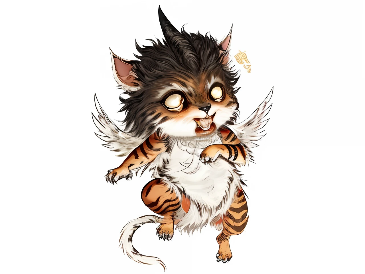 a close up of a cat with wings on its head, demon cat, akira from chinese mythology, one a demon-like creature, one a demon - like creature, a mythical creature, is evil gremlin, asura from chinese myth, as a d & d monster, cacodemon, chtulhu, mythical creature, gremlin, manticore