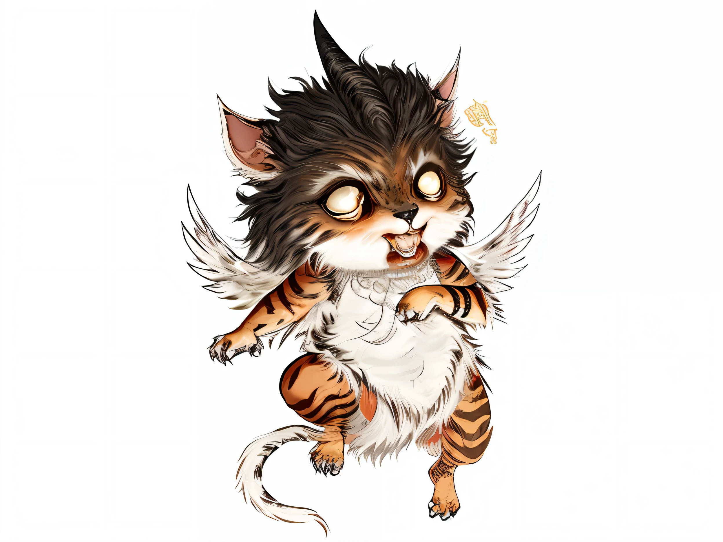 a close up of a cat with wings on its head, demon cat, akira from chinese mythology, one a demon-like creature, one a demon - like creature, a mythical creature, is evil gremlin, asura from chinese myth, as a d & d monster, cacodemon, chtulhu, mythical creature, gremlin, manticore