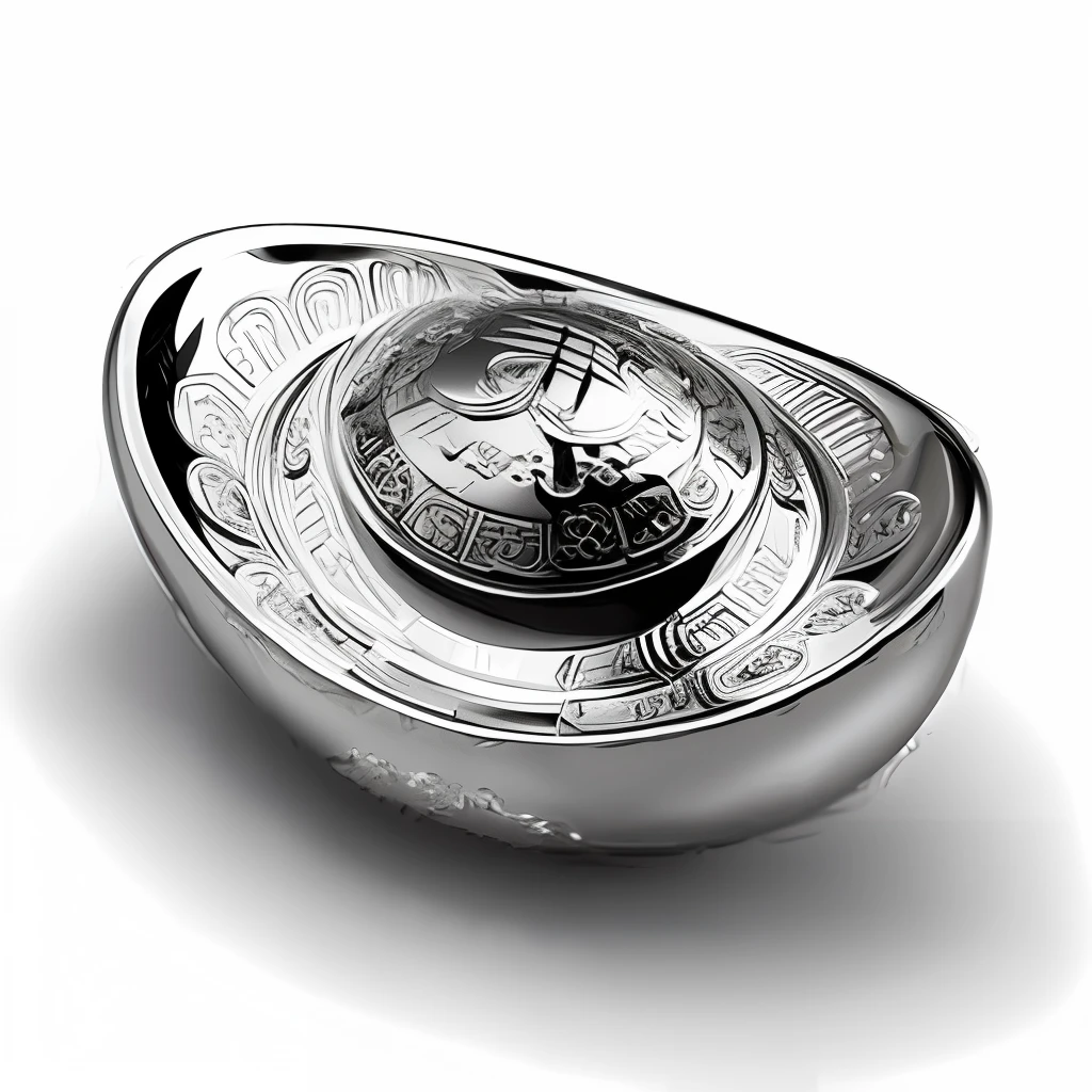 Traditional Chinese Ancient Silver, 3D, 16k, white background, no shadows, game icon, No text, white background, Unreal Engine 5, 3D, slot game,
