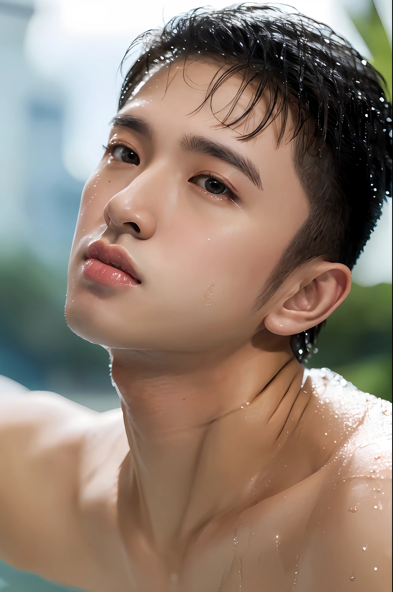 portrait of david licauco, mature, man, high quality, dynamic angle, masterpiece, wet