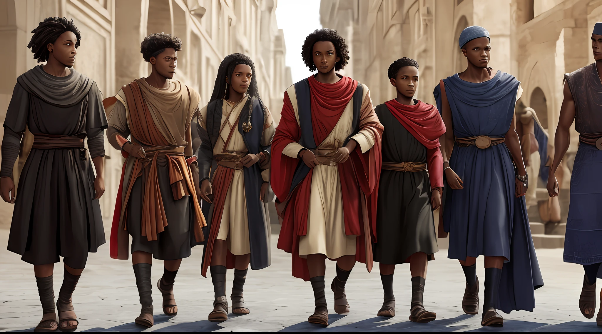 Black with clothes from biblical times, biblical clothes, 8k, ultra realistic