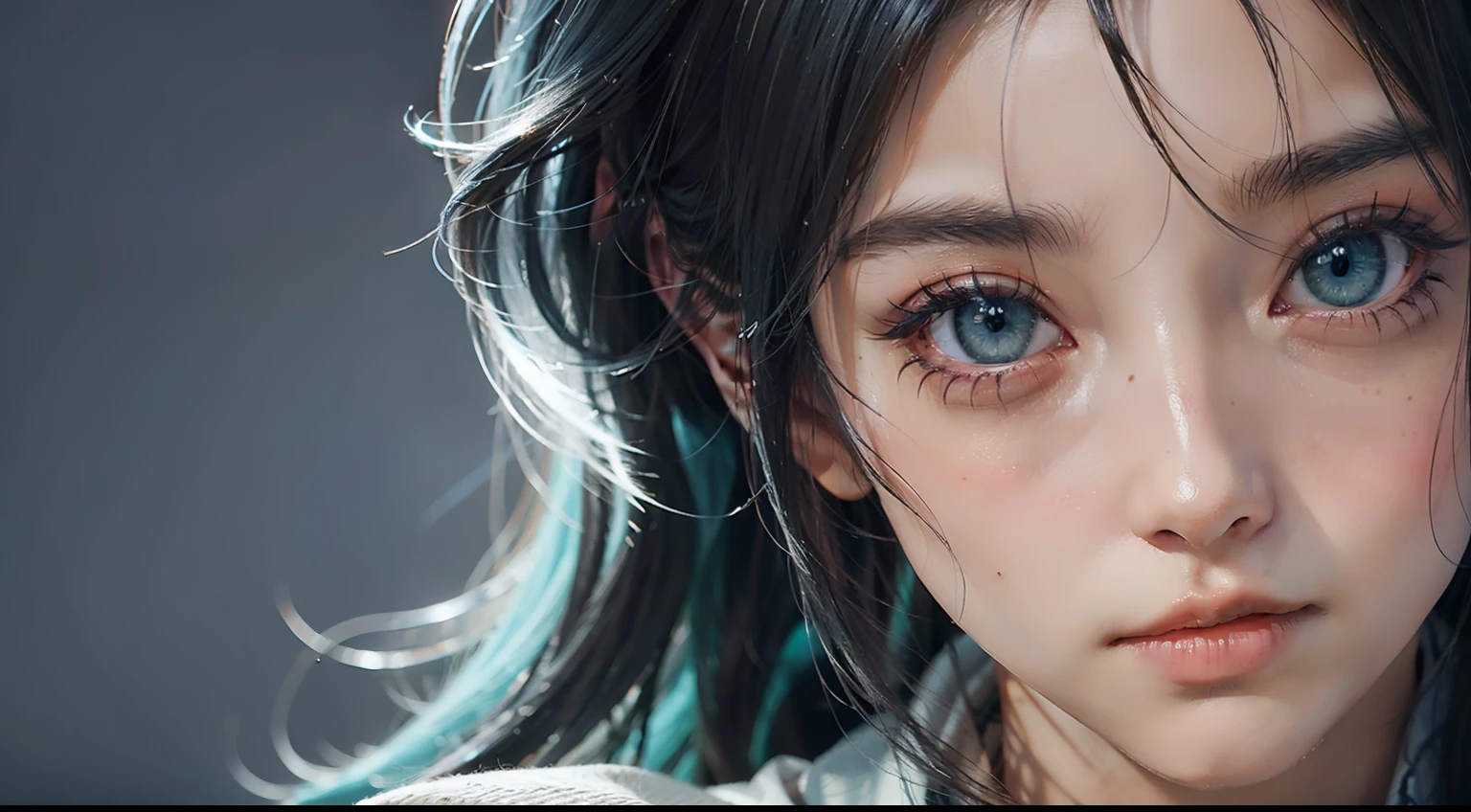 anime girl with black hair and blue eyes posing for a picture, photorealistic anime girl render, realistic anime 3 d style, 3 d anime realistic, smooth anime cg art, hyper realistic anime, photorealistic anime, anime. soft lighting, 8k portrait render, realistic anime artstyle, anime realism style, anime style. 8k, anime styled 3d