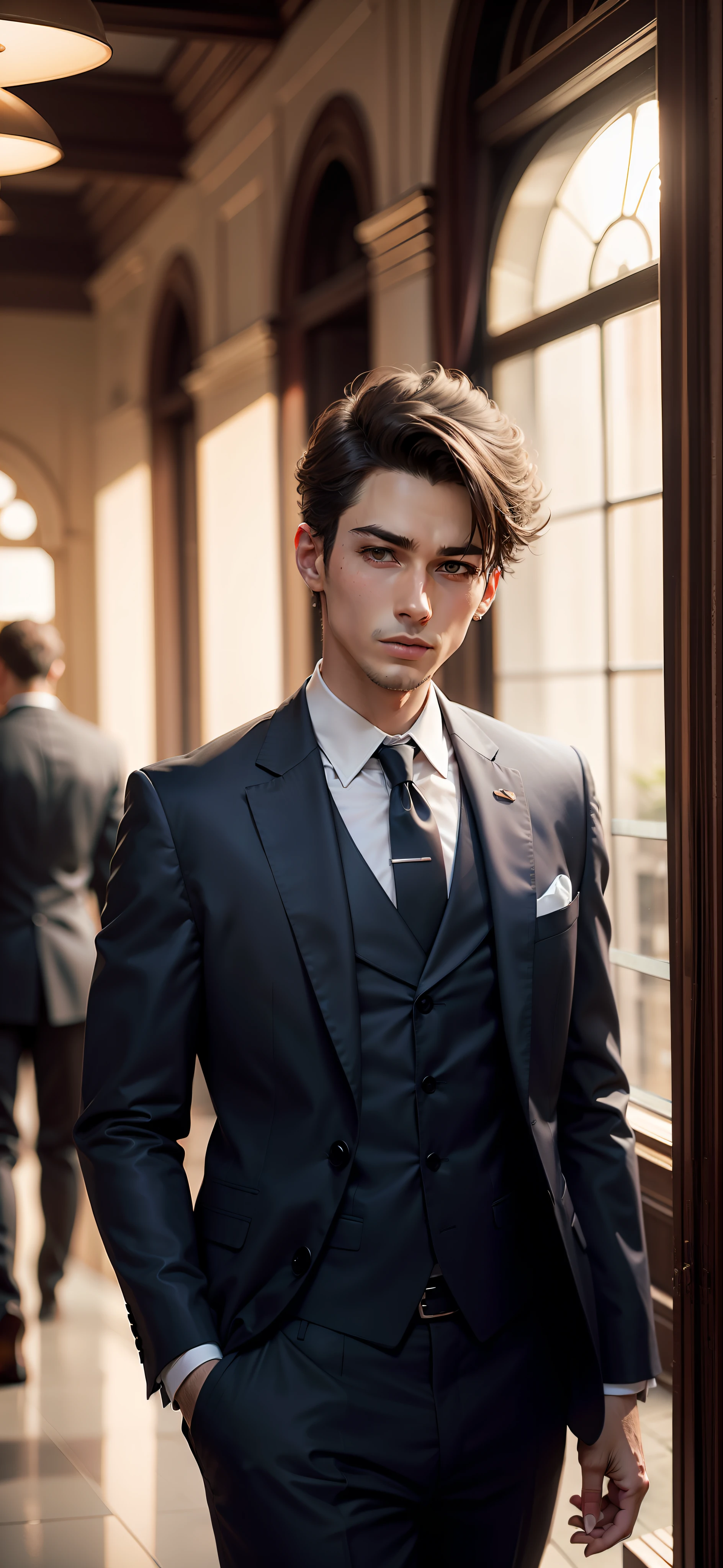 In a sophisticated suit