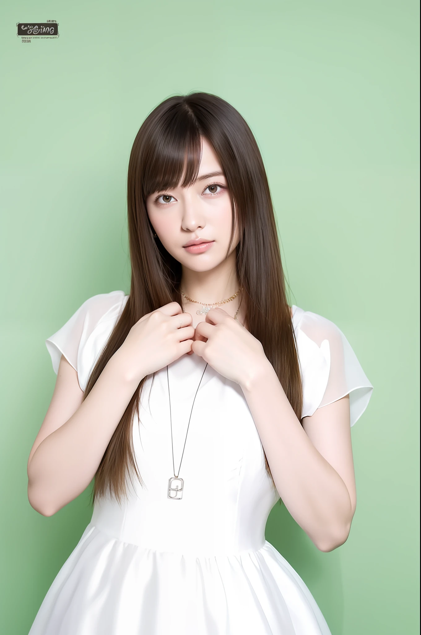 arafed woman in a white dress with a necklace and a necklace, takada akemi, white hime cut hairstyle, ayaka, 奈良美智, chiho, sui ishida with black hair, beautiful japanese girls face, ayami kojima amano, portrait of mayuri shiina, aoshima chiho
