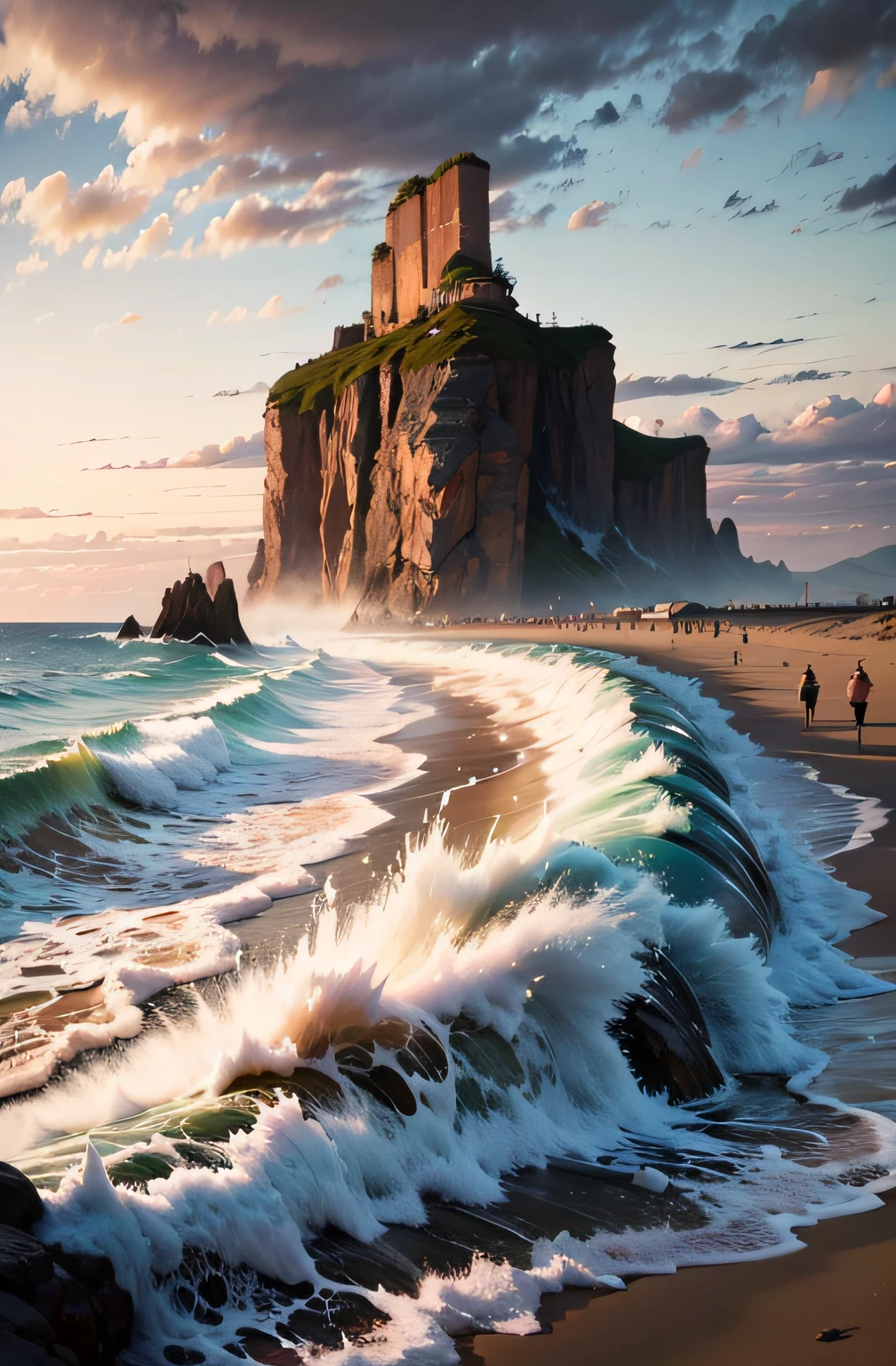 Aravins on rocks near the ocean, mostly cloudy sky, Stormy settings, Dramatic morning light, Chaotic marine environment, South African coast, clouds and waves, seascape, Sunlight on the left, Dramatic warm morning light, Dramatic light, Turbulent sea, Early morning light, rocky shore, Moody morning light, Ocean and rocky landscape, Storm Coast, dramatic scenery, Surrealism, high detail, rococo style, chiaroscuro, cinematic lighting, sparkle, f/4.0, 85mm, Hasselblad, Sony FE GM, Surrealism, rococo style, chiaroscuro, cinematic lighting, god rays, wide shot, panorama, f/16, 135mm, Fujifilm, Hasselblad, Sony FE GM, Surrealism, rococo style, high detail, cinematic lighting, sparkle, Fujicolor, close-up, Eye-Level Shot, f/16, 85mm, Fujifilm, Hasselblad, Sony FE GM, UHD, retina, masterpiece, ccurate, anatomically correct, super detail, high details, high quality, highres, best quality, award winning, 8k, UHD, retina, masterpiece, ccurate, textured skin, anatomically correct, high quality, highres, best quality, high details, super detail, award winning, 8k, UHD, retina, masterpiece, ccurate, anatomically correct, textured skin, super detail, high details, high quality, highres, best quality, award winning, 8k --auto