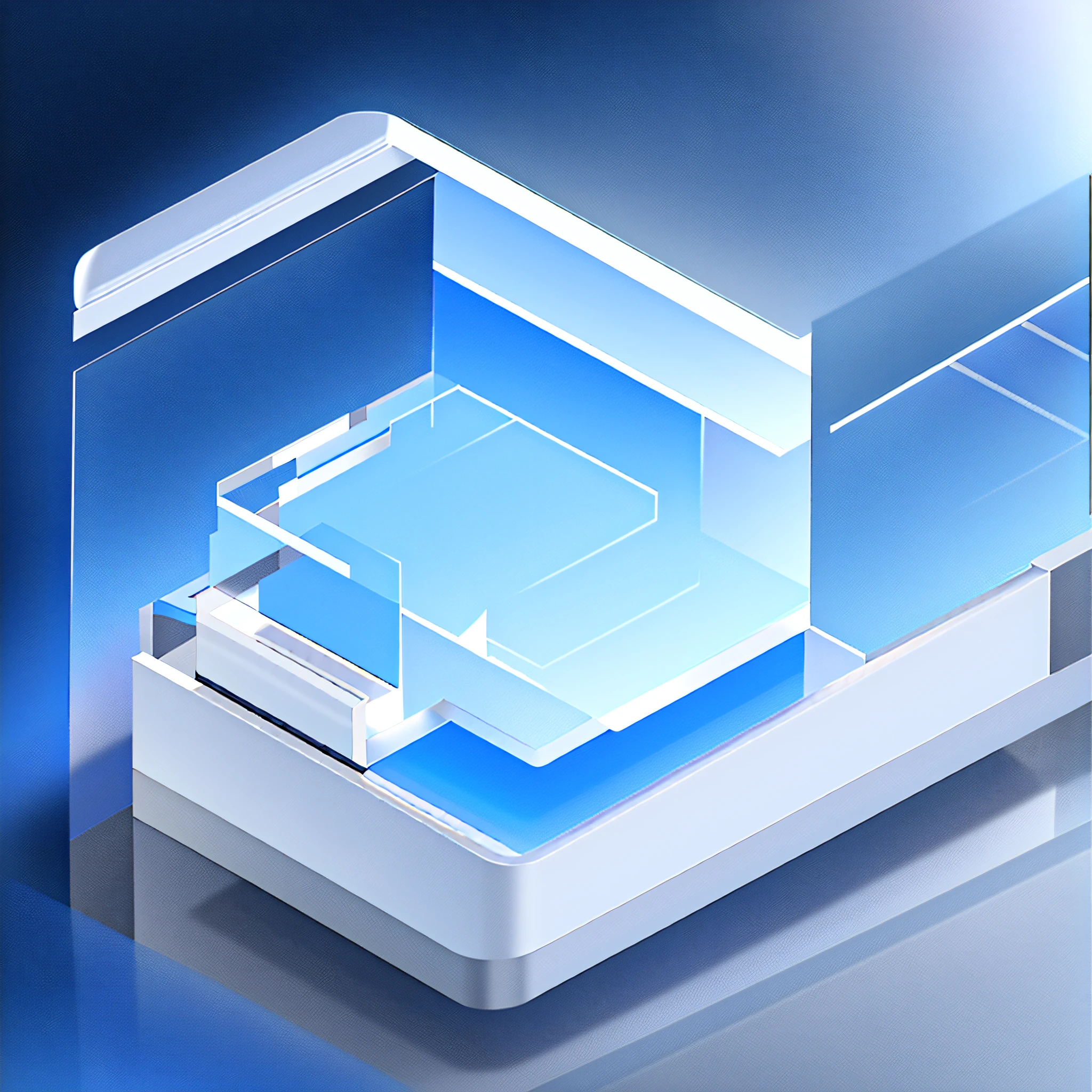 Best quality, rich detail, 4k, blender, octane render, C4D, clear glass texture, DDicon, blue|orange, frosted glass, transparent technology, industrial design, white background, lighting, sunlight, flat, minimalist, skeuomorphic, axisymmetric, live, mobile, video
