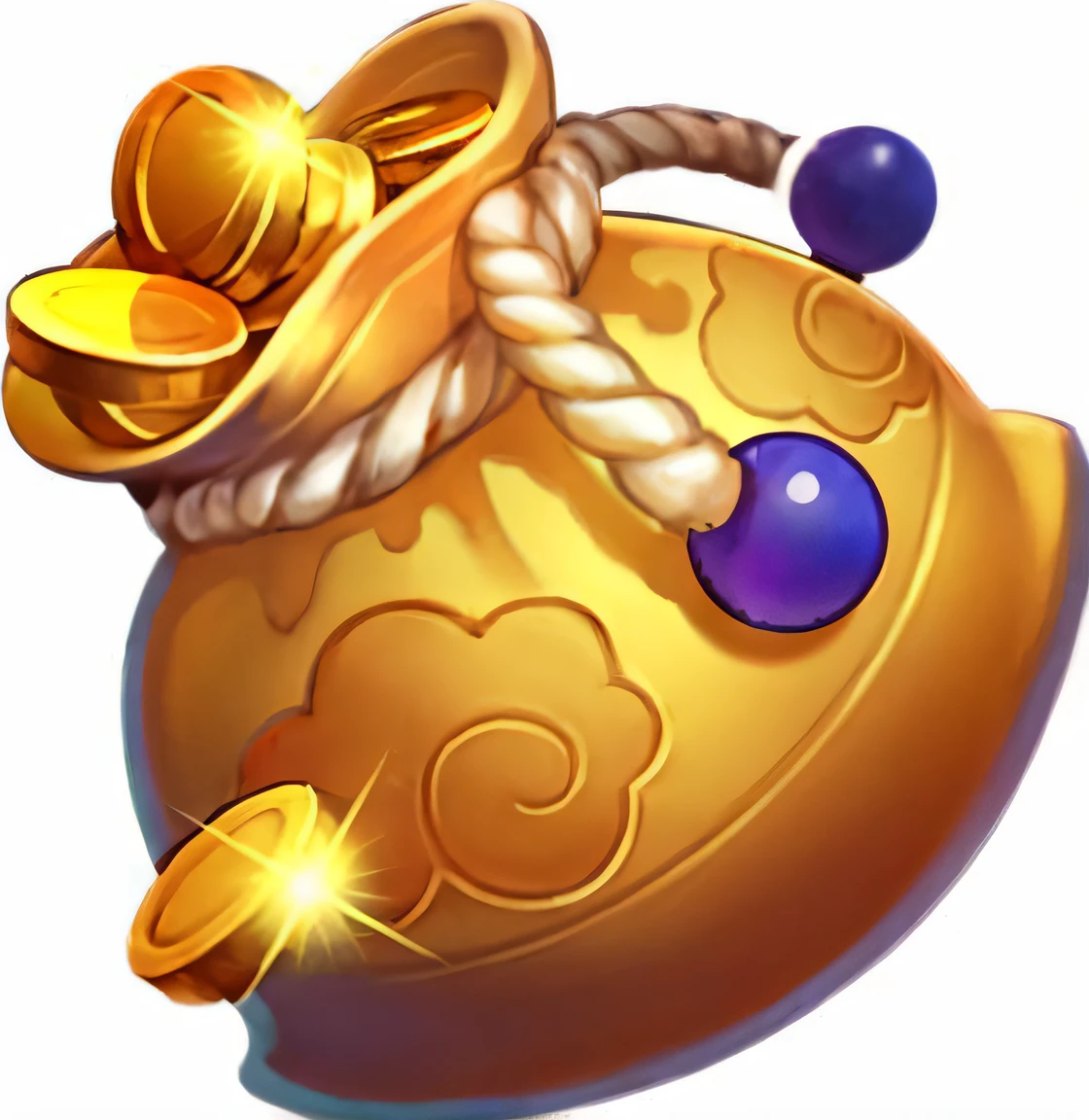 Gold bag with bunch of coins, 3D, 16k, super high definition, detail, item art, gold and treasure, treasure artifact, beginner art, treasure, magic amulet, golden robe, Heise Jinyao, Shuimohua, Astrilone, gold novel, RPG item, ability image, unknown, ball, treasure cellar, zumon town, onmyō detailed art