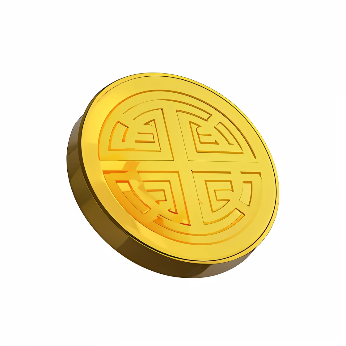Chinese Ancient Gold Coin, 3D, 16k, Details, Background White, Ultra High Definition, Unreal Engine 5, Game Icons