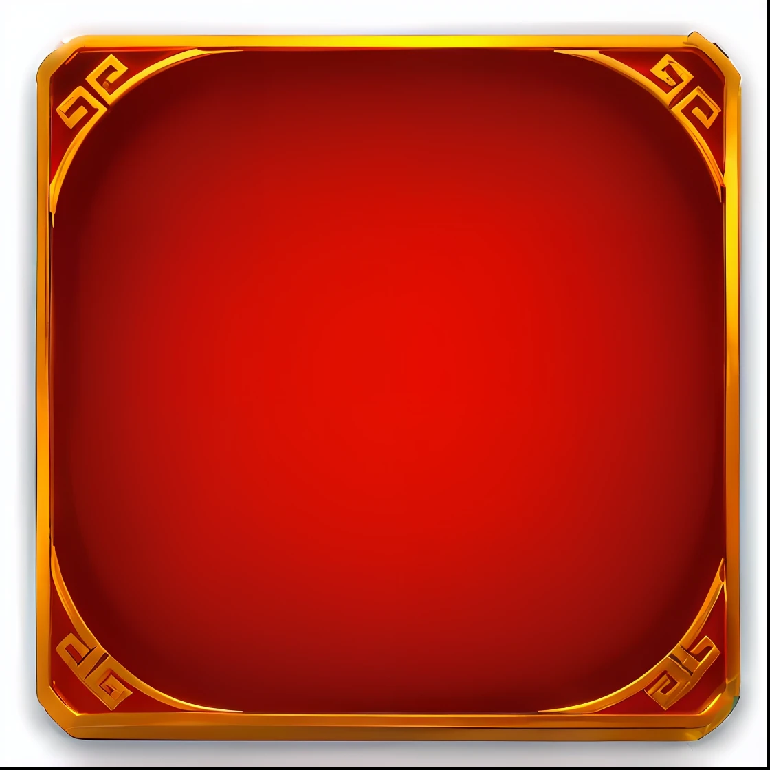 golden border, 3D, 16k, game card frame, game icon asset, gold and red metal, card frame, gold and red, golden frame, red and gold cloth, game icon, chinese style, red and gold, background (solid color), square border, 3d icon for mobile game, decorative frame, vermilion background, Changquan, oriental