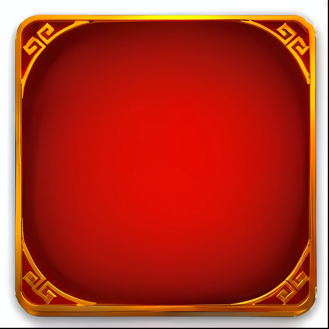 golden border, 3D, 16k, game card frame, game icon asset, gold and red metal, card frame, gold and red, golden frame, red and gold cloth, game icon, chinese style, red and gold, background (solid color), square border, 3d icon for mobile game, decorative frame, vermilion background, Changquan, oriental
