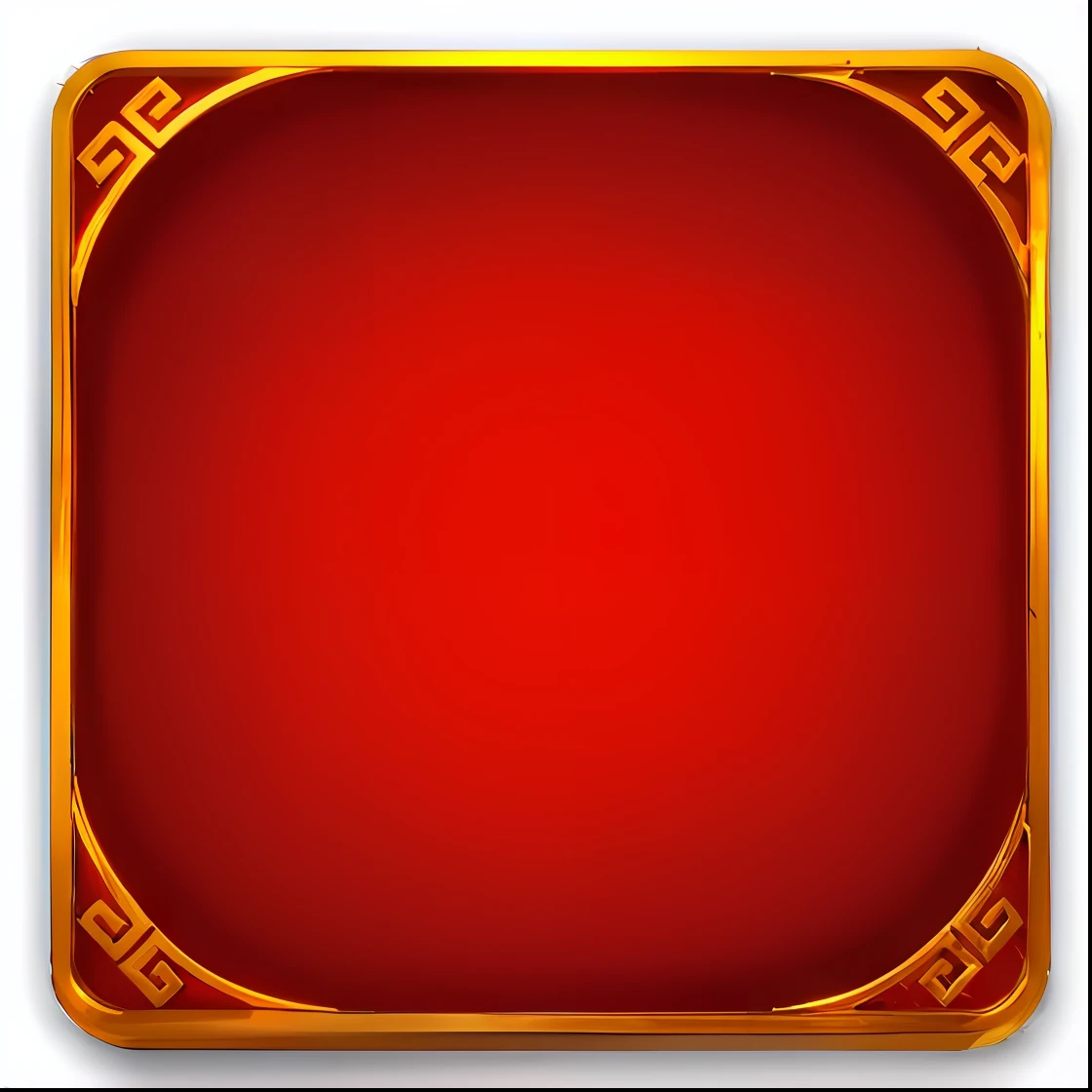 golden border, 3D, 16k, game card frame, game icon asset, gold and red metal, card frame, gold and red, golden frame, red and gold cloth, game icon, chinese style, red and gold, background (solid color), square border, 3d icon for mobile game, decorative frame, vermilion background, Changquan, oriental