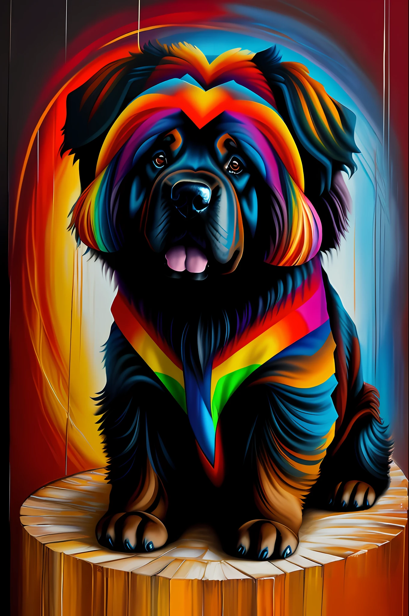 (Tibetan mastiff dog ),(happy), Eduardo Kobra padding ,wall PORTRAIT geometric multidimensional, art, chibi,
yang08k, beautiful, colorful,
masterpieces, top quality, best quality, official art, beautiful and aesthetic,