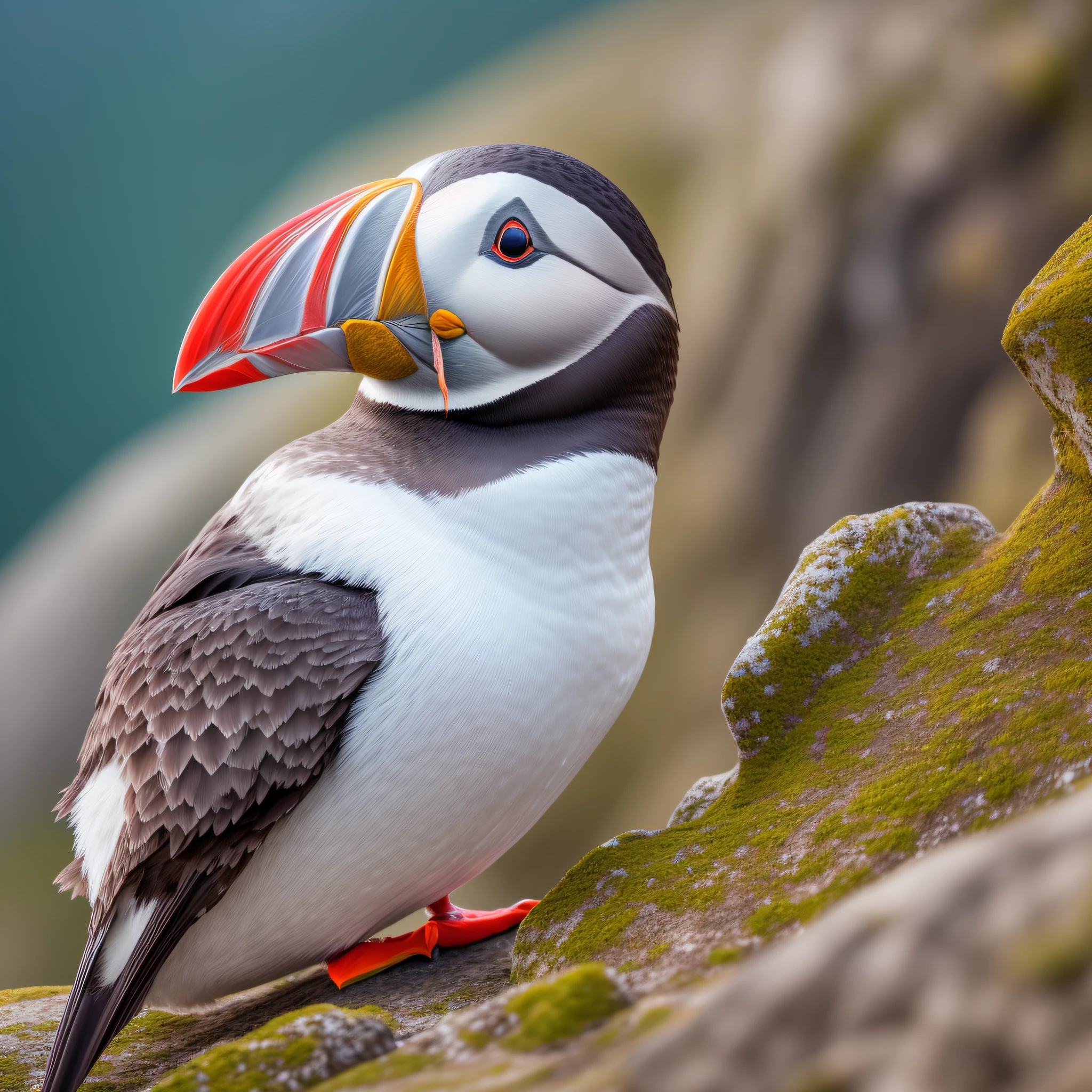 Capture an awe-inspiring masterpiece of a full body portrait showcasing the remarkable beauty of a Puffin. The hyperrealistic image should emphasize every intricate detail, from the bird's vibrant plumage to its distinctive beak. Set against a natural backdrop that complements the Puffin's habitat, create a composition that highlights the bird's elegance and character. Utilize the finest camera equipment and settings to ensure the image is captured in stunning 8K resolution, allowing viewers to immerse themselves in the Puffin's world. Pay meticulous attention to lighting, employing soft, natural light to accentuate the bird's features and create a sense of depth and dimension. This extraordinary photograph will transport viewers into the realm of the Puffin, celebrating its beauty with unrivaled clarity and realism.
Camera Setup:
Camera: High-end DSLR or mirrorless camera
Lens: High-quality telephoto lens (e.g., 300mm or 400mm)
Resolution: 8K
Settings: Shutter speed optimized for capturing fine details, appropriate aperture for depth of field, and low ISO for maximum image quality
Lighting: Soft natural light, potentially with the golden hour or soft diffused light for a more dramatic effect
Composition: Full body shot, capturing the Puffin's entire form and showcasing its unique features
Post-processing: Retain the hyperrealistic aesthetic while enhancing details and color accuracy through meticulous post-processing techniques