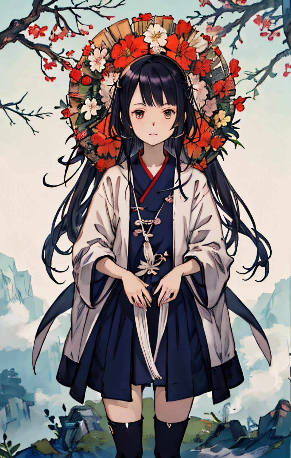 anime wallpaper 4k, anime art wallpaper 4k, anime art wallpaper 4k, best quality, detailed background, girl, guilin, guilin, Zhuang girl, bird, summer, fog, character design, romantic, flat poster design, packaging design, popular in artStation Pixiv, cute anime waifu wearing beautiful clothes