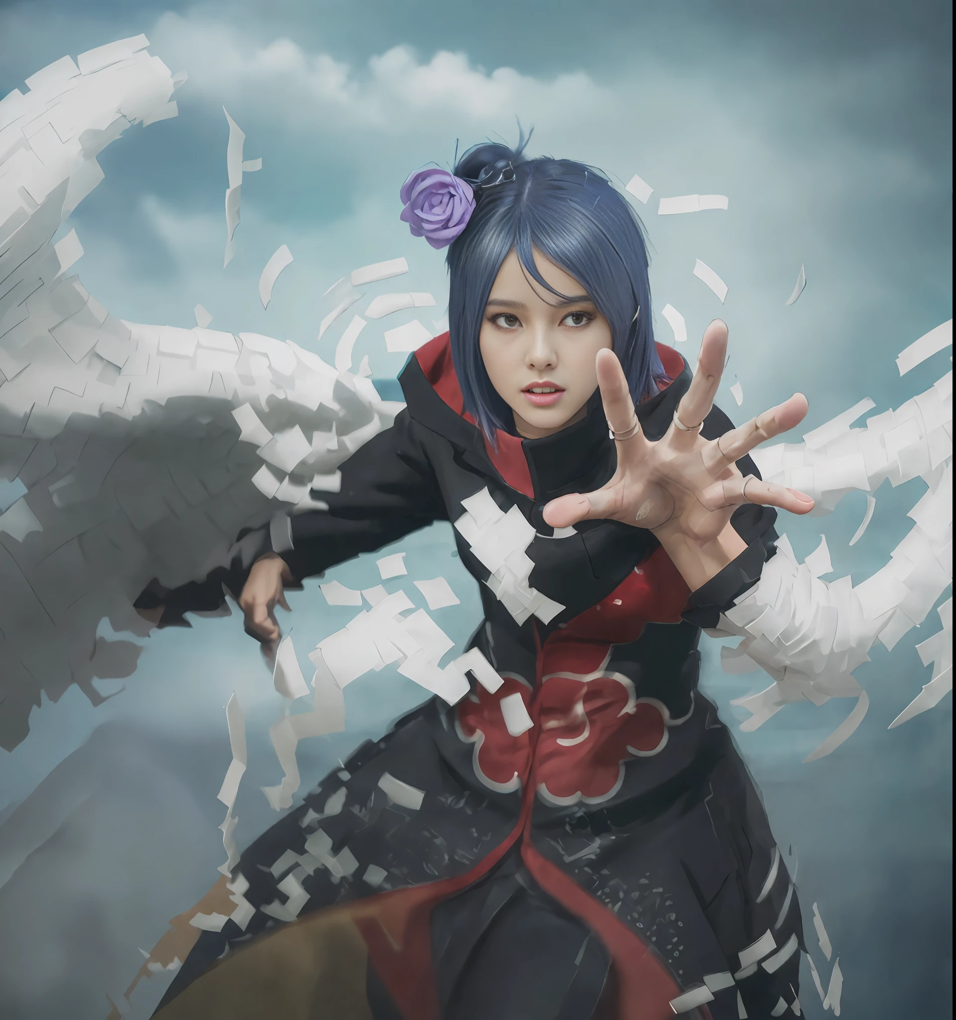 Best quality, 8k, 32k, Masterpiece, photo realistic, realistic, anime cosplay with purple wings and black wig and outfit, anime cosplay, professional cosplay, full cosplay, cosplay, anime girl cosplay, cosplay photo, cosplayer, publicity cosplay (seductive poses ), Sexy, sexy buttocks, beautiful white face shining, beautiful face, pink cheeks, beautiful lips, look at the camera, porcelain skin, intricate details, super detailed, super tall, supreme detail, high detail, delicate, excellent detail, fine detail, lighting cinematic, best quality, masterpiece, smooth and beautiful, CG , unity, 8k wallpaper, Stunning, fine detail, unity CG wallpaper 8k ultra detailed, large file size, highly detailed, high resolution, amazing detail, stunning detail, depth of field, oil painting effect in Rembrandt art style, concept portrait art in Stanley Artgerm Lau style, WLOP, trending on Artstation, epic, trending in society, detailed digital painting, very high quality models.