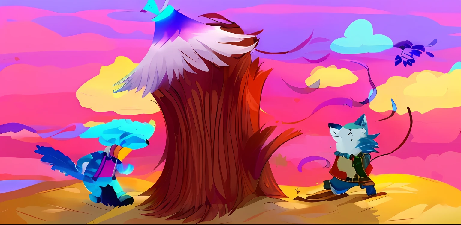 The cartoon wolf blew the thatched hut away
