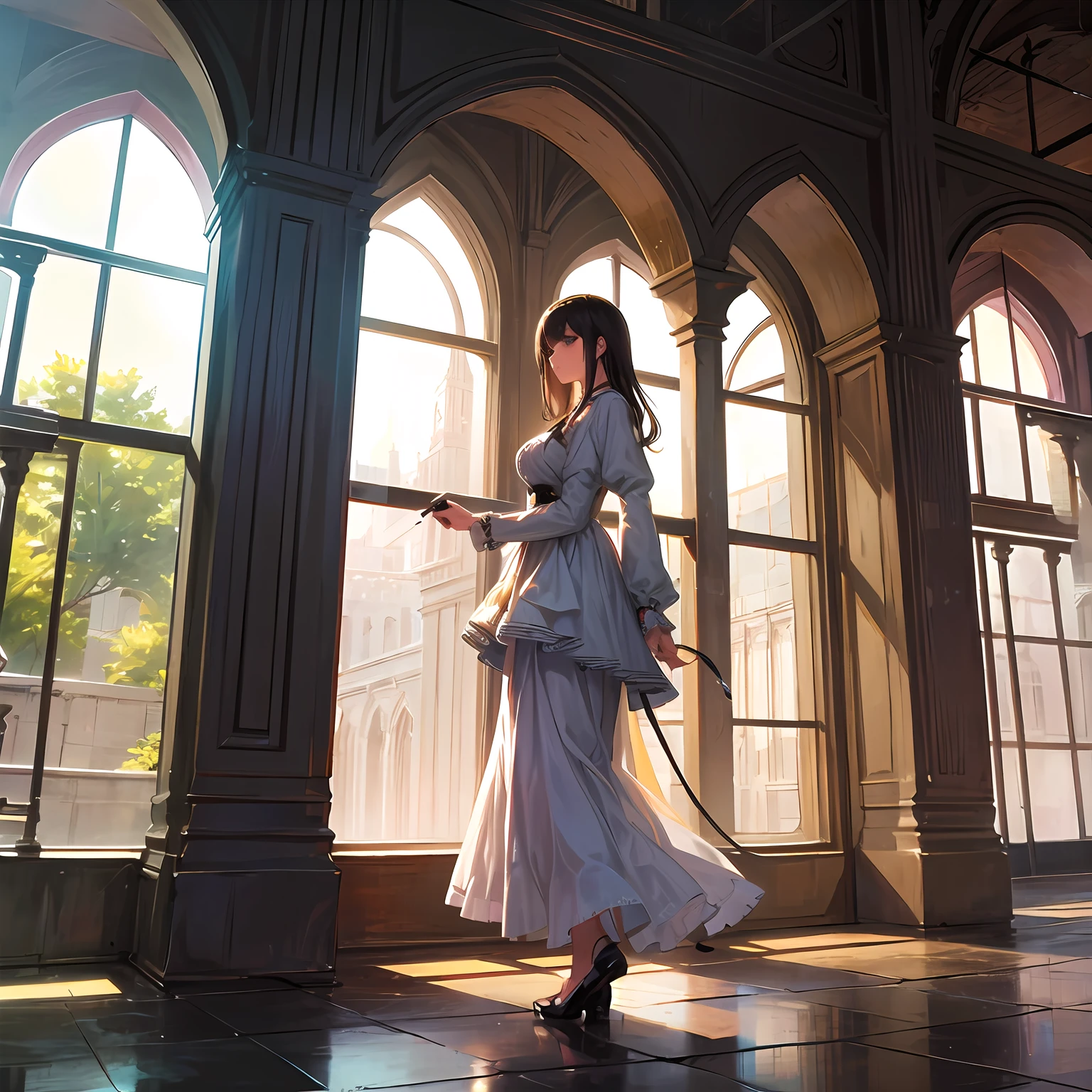 Exiled villainous lady, royal prison, shabby clothes, light clothes, Bourbon dynasty, slaves