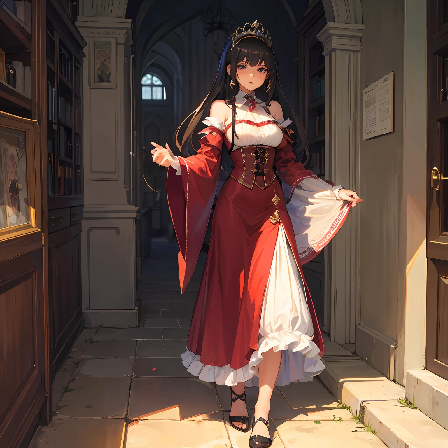 Exiled villainous lady, royal prison, shabby clothes, light clothes, Bourbon dynasty, slaves