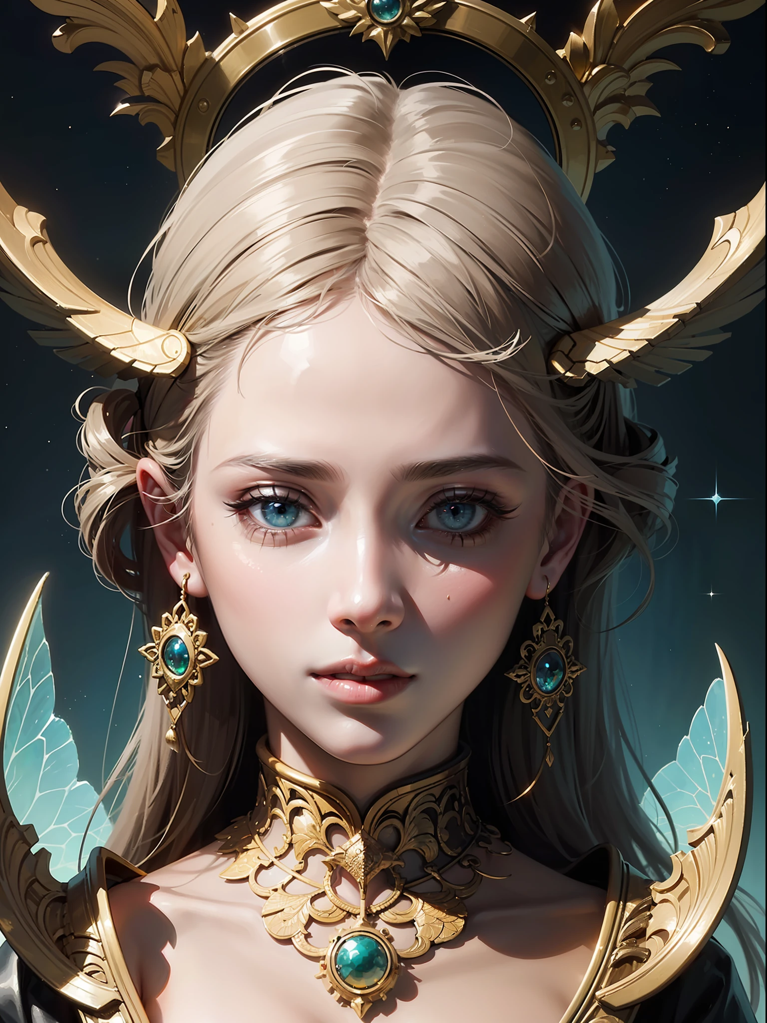 ((Best Quality, 8k, Masterpiece: 1.3)) Beautiful Woman: 1.3, Beautiful Face, Crawling Saturated Colors, Psychedelic Images, LSD, Mandala, Fractals, Clothing, Tattoos, Painted Body, Body Tilted Forward, Similar to Alex Gray's Art, Lots of Color Saturation, Swirls, Surreal, Planet Earth, Galaxies, Lots of Lighting, Shadows and Contrast, Role Play, Realistic Eyes, Green Iris, 3D Depth, Realistic Skin Texture, Detailed Sharp Scales, Colorful, fantasy art, artgerm ruan jia and greg rutkowski surrealist wet lacquer gold butterfly filigree art, broken glass