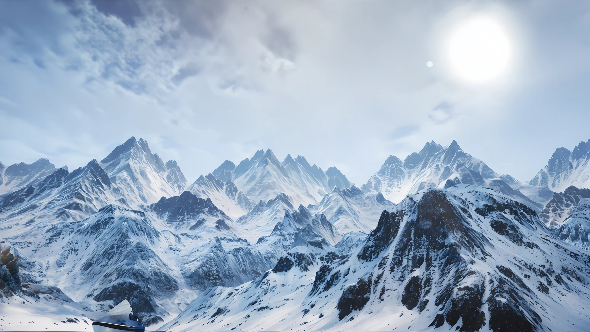 mountains covered in snow and ice with a boat in the water, unreal engine 4k wallpaper, icy mountains, snowy mountain background, snowy mountains, rendered in unreal engine 4k hq, rendered in unreal engine 4 k hq, rendered in cryengine, mountainscape, majestic snowy mountains, rendered in lumion, mountains background, 8 k landscape render, unreal engine highly rendered