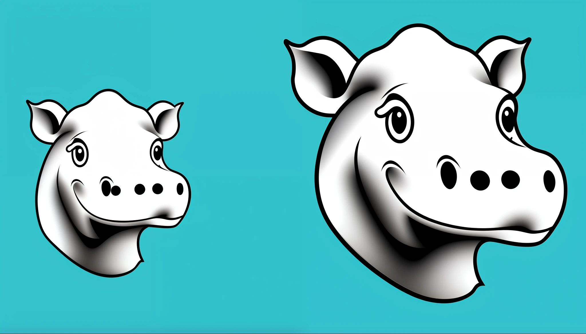 Logo, flat, cartoon hippopotamus head