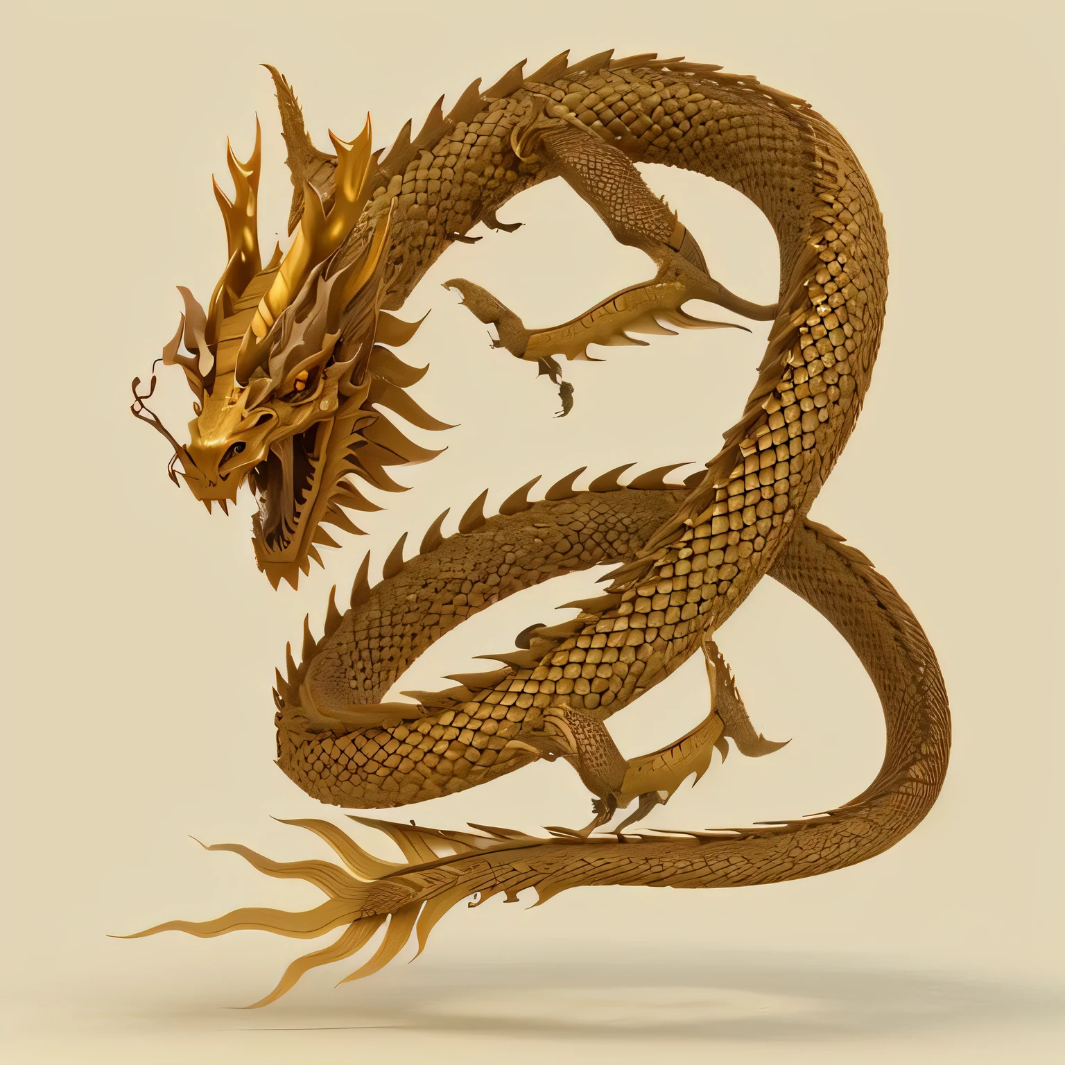 Chinese Ancient Dragon, 3D, 16K, Ultra High Definition, Details, Unreal Engine 5, Background White, Chinese Dragon,
