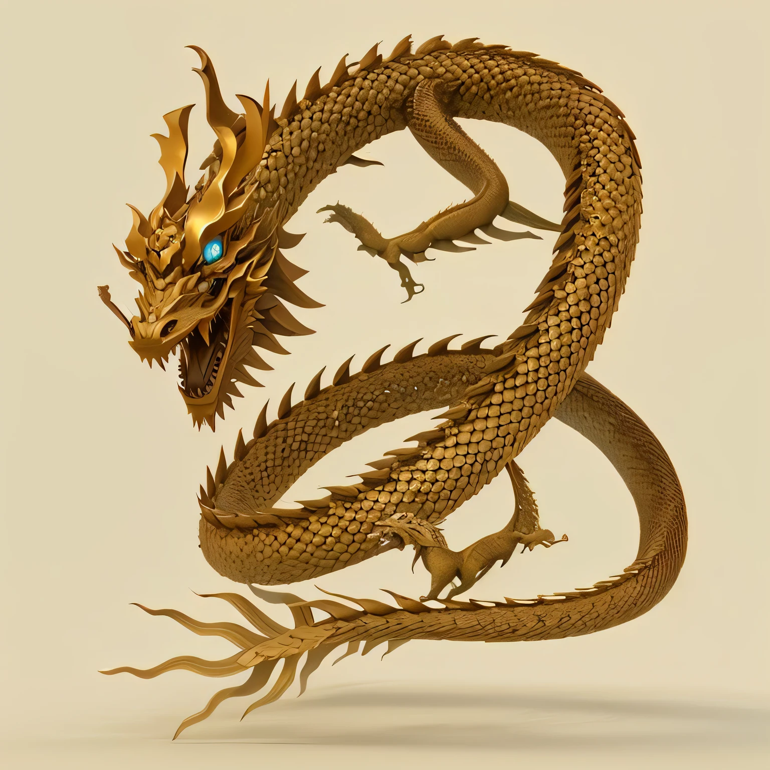 Chinese Ancient Dragon, 3D, 16K, Ultra High Definition, Details, Unreal Engine 5, Background White, Chinese Dragon,