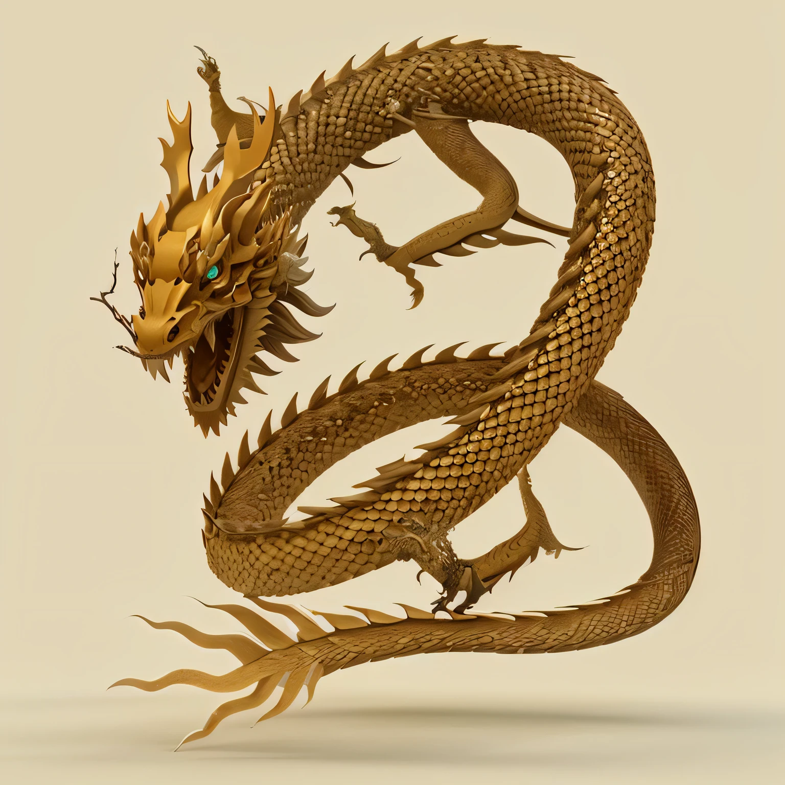 Chinese Ancient Dragon, 3D, 16K, Ultra High Definition, Details, Unreal Engine 5, Background White, Chinese Dragon,