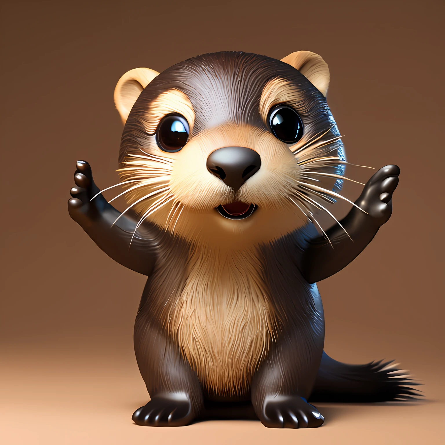 cute adorable little otter waving and smiling greeting me, unreal engine, cozy interior lighting, art station, detailed digital painting, cinematic, character design by mark ryden and pixar and hayao miyazaki, unreal 5, daz, hyper realistic, octane rendering, 3DMDT1