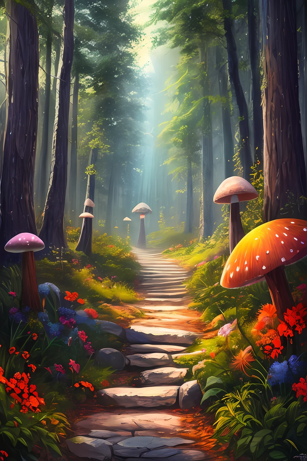 masterpiece, best quality, high quality,extremely detailed CG unity 8k wallpaper, An enchanting and dreamy scene of a fantasy forest, with towering trees, glowing mushrooms, and hidden fairy glens, creating a sense of mystique and enchantment, artstation, digital illustration, intricate, trending, pastel colors, oil paiting, award winning photography, Bokeh, Depth of Field, HDR, bloom, Chromatic Aberration ,Photorealistic,extremely detailed, trending on artstation, trending on CGsociety, Intricate, High Detail, dramatic, art by midjourney