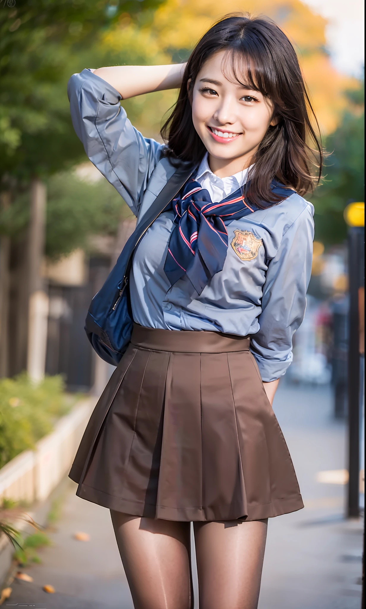 ulzzang-6500-v1.1, (Raw photo:1.2), (Photorealistic:1.4), Beautiful detailed girl, Very detailed eyes and face, Beautiful detailed eyes, Ridiculous, Incredibly ridiculous, Huge file size, Ultra detailed, High Definition, Very detailed, Best quality, Masterpiece, Kemomimi, ((Japan Girls' High School Uniform)), Illustration, Very detailed, CG, Unification, 8k wallpaper, fantastic, fine details, masterpiece, best quality, highly detailed cg uniform 8k wallpaper, light on face, movie lighting, 16 year old girl, (((smile)), ((dynamic pose))), (camel toe), (), (tight skirt), (model body type))