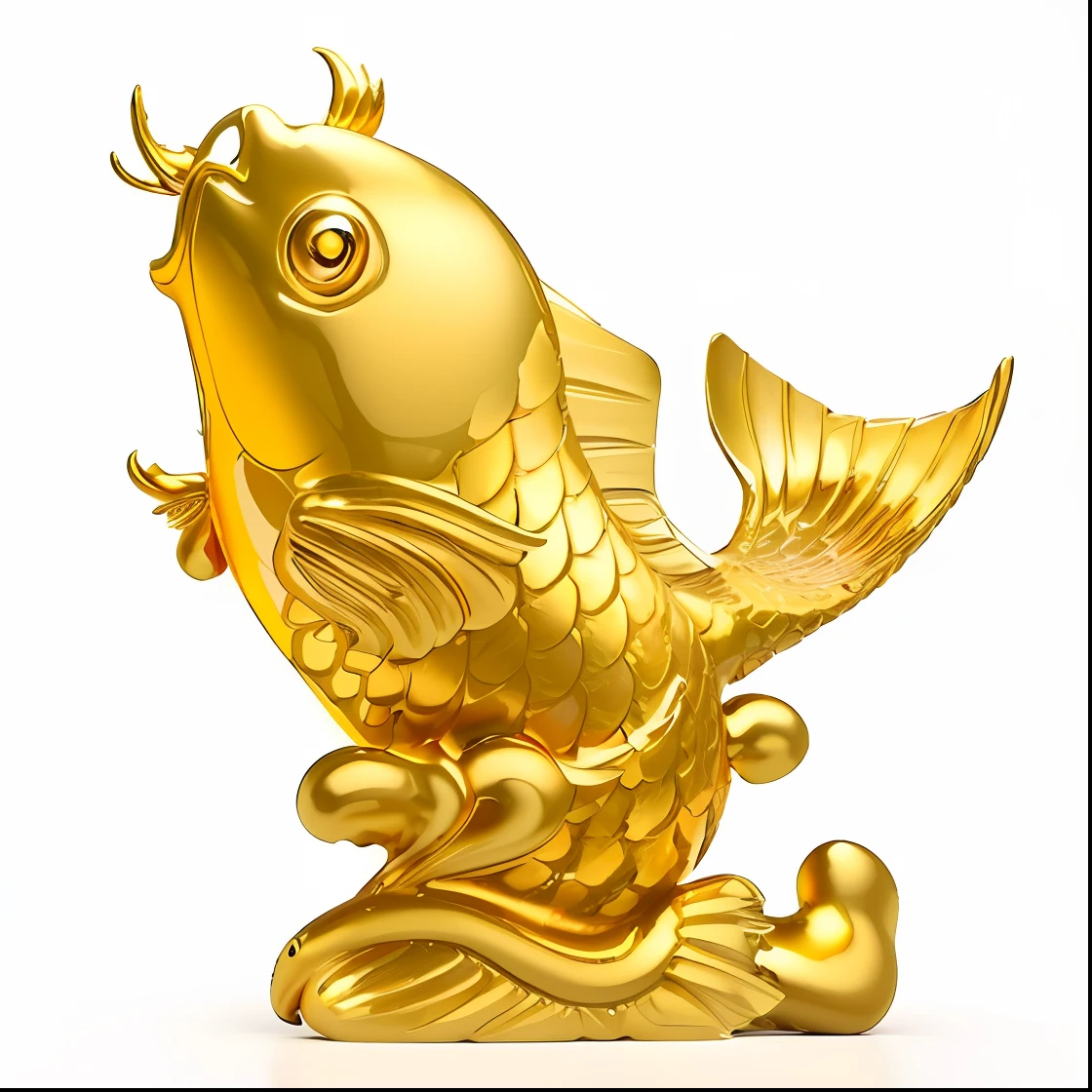 Chinese golden carp, 3D, detailed, super high definition, gorgeous golden carp, background white