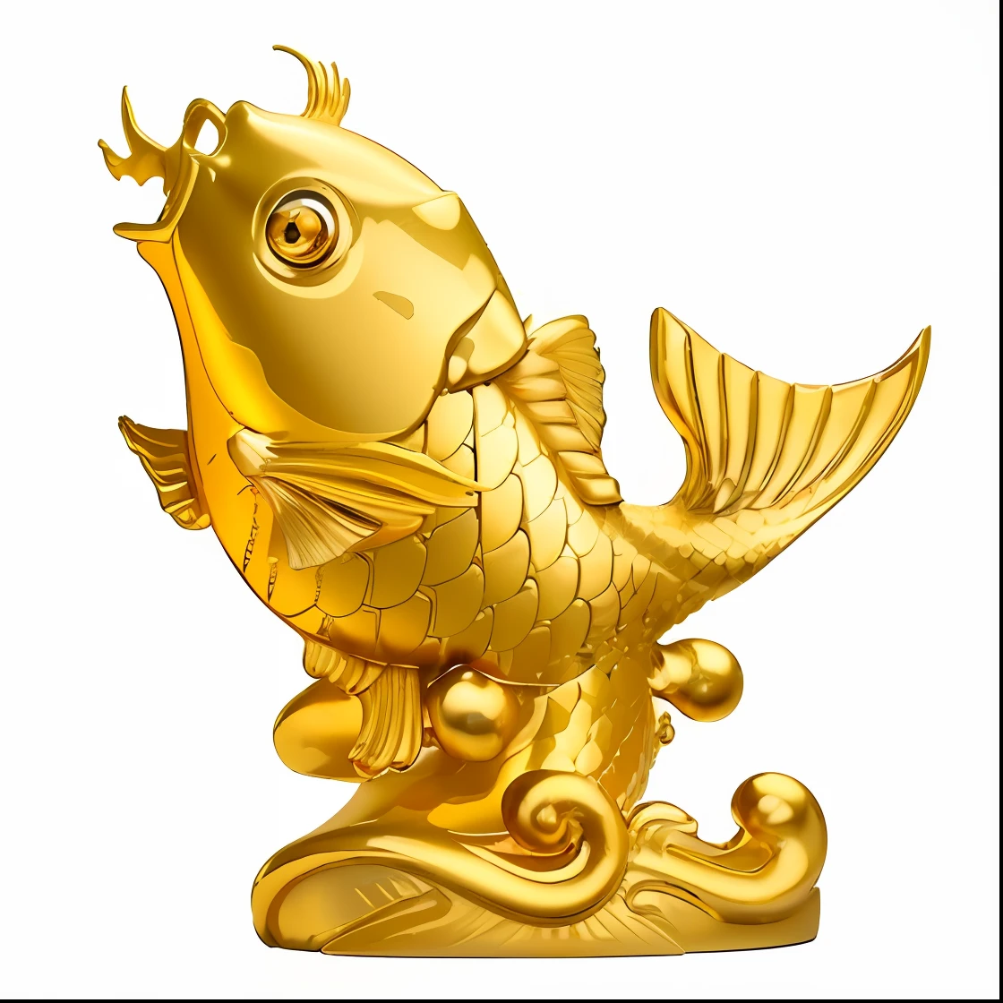 Chinese golden carp, 3D, detailed, super high definition, gorgeous golden carp, background white