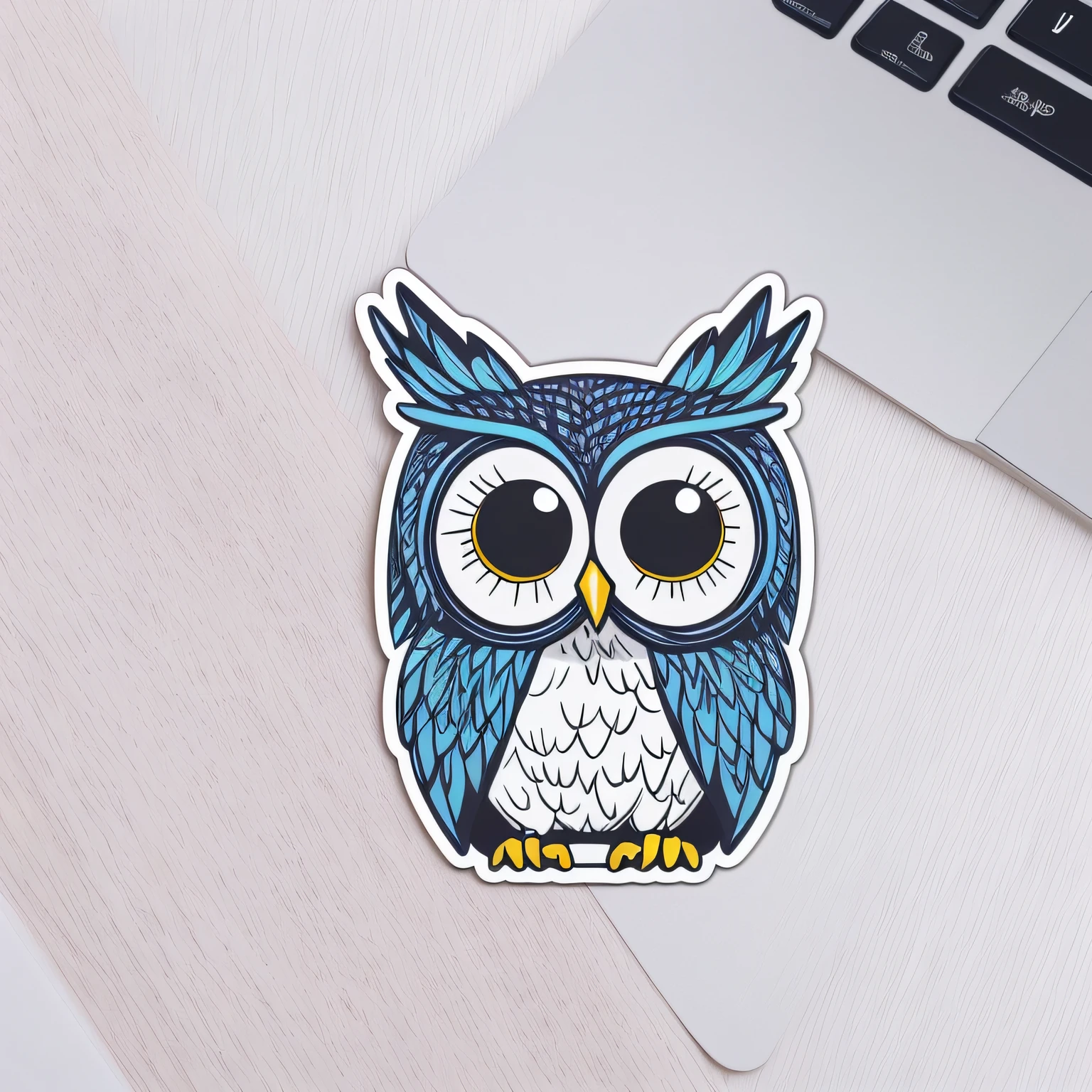 ((sticker)), stunning, chibi owl with cute eyes, cute 4k mouth, high quality, white background, high details, --ar 1:1, illustrator, transparent background --auto