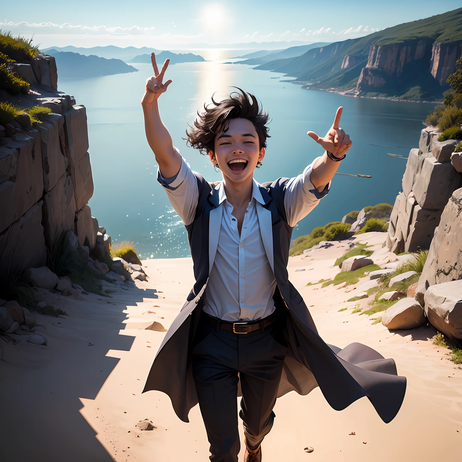 The image depicts an inspiring and empowering scene of a person standing on top of a mountain, arms outstretched in a gesture of victory. Around the person, there is a clear and sunny blue sky, conveying a sense of serenity and achievement.
The person is dressed elegantly and confidently, symbolizing the confidence and financial independence he has achieved. His face radiates happiness and satisfaction, demonstrating the achievement of his financial goals.
In the background, we see an expansive horizon and diverse stunning landscapes such as beaches, mountains and skyscrapers. These landscapes represent the variety of possibilities and experiences that financial freedom can offer.
Floating in the air around the person, we can see dollar signs and bills of money, as if they were creating a magical glow. These elements symbolize the abundance and prosperity that financial freedom brings with it.
In the lower corner of the image, there may be an inspiring message, such as "Financial Freedom: Achieve your dreams and live life to the fullest" or "The achievement of financial freedom: The key to full happiness."
This image conveys the idea that financial freedom provides the ability to enjoy life fully, to pursue passions, to realize dreams, and to have control over your choices. It represents the sense of empowerment and satisfaction that accompanies achieving financial independence. --auto