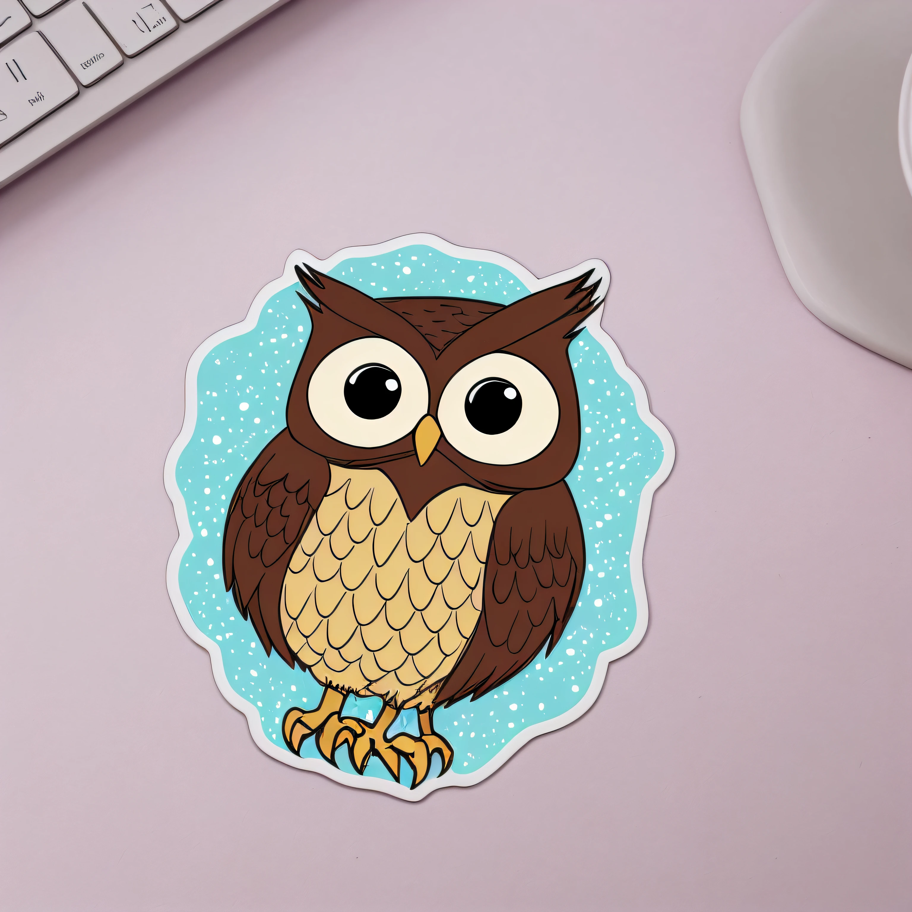 ((sticker)), stunning, chibi owl with cute eyes, cute 4k mouth, high quality, white background, high details, --ar 1:1, illustrator, transparent background --auto