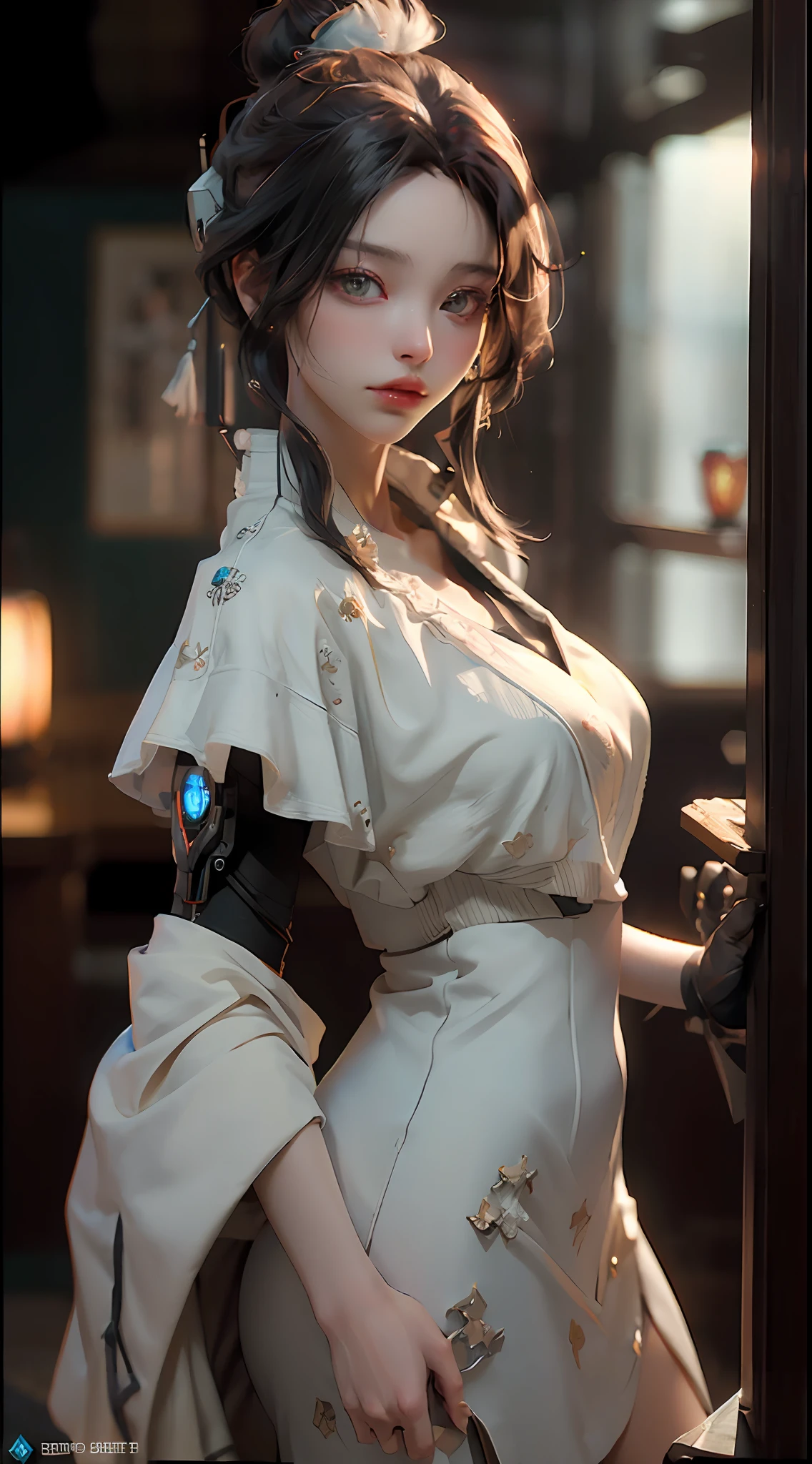 ((Best quality)), ((masterpiece)), (detailed:1.4), 3D, an image of a beautiful cyberpunk female,HDR (High Dynamic Range),Ray Tracing,NVIDIA RTX,Super-Resolution,Unreal 5,Subsurface scattering,PBR Texturing,Post-processing,Anisotropic Filtering,Depth-of-field,Maximum clarity and sharpness,Multi-layered textures,Albedo and Specular maps,Surface shading,Accurate simulation of light-material interaction,Perfect proportions,Octane Render,Two-tone lighting,Wide aperture,Low ISO,White balance,Rule of thirds,8K RAW,