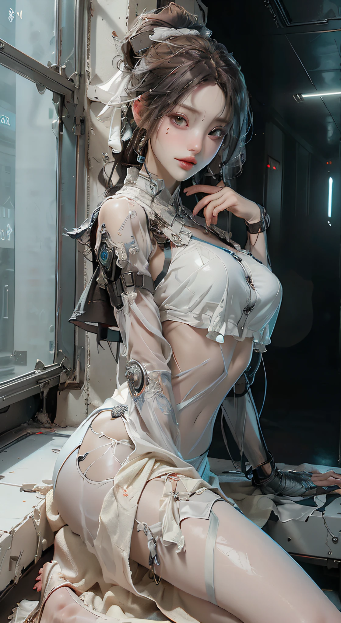 (Best Quality), ((Masterpiece), (Detail: 1.4), 3D, A Beautiful Cyberpunk Woman, HDR (High Dynamic Range), Ray Tracing, NVIDIA RTX, Super-Resolution, Unreal 5, Subsurface Scattering, PBR Textures, Post-Processing, Anisotropic Filtering, Depth of Field, Maximum Sharpness and Clarity, Multi-layer Textures, Albedo and Highlight Maps, Surface Shading, Accurate simulation of light-material interactions, perfect proportions, Octane Render, two-color light, large aperture, low ISO, white balance, rule of thirds, 8K RAW, lustful, lustful, spread legs, longing eyes, want to have, have, touch yourself, touch yourself, transparent clothing, transparent clothes, kinky, lust,