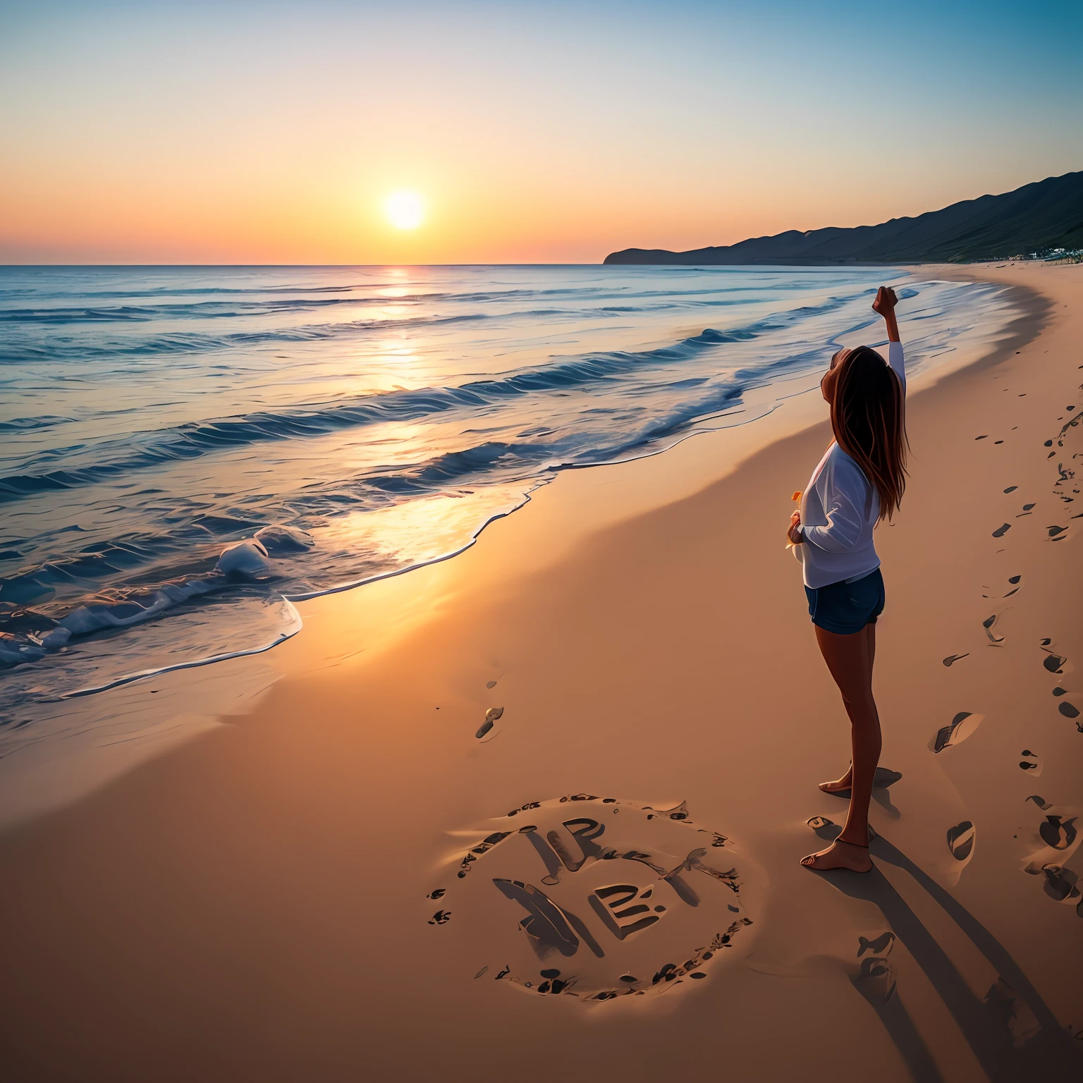 The image depicts an inspiring scene of a person standing on the edge of a sunny beach. The person stands with open arms, staring at the horizon as the sun sets, creating a golden and welcoming atmosphere all around. The calm and serene sea reflects the beauty of the moment.
Around the person, we can see several bills of money floating gently in the air, like small paper butterflies. Luminous dollar signs are also scattered, radiating an intense glow, as if they bring with them an aura of prosperity.
The central figure is dressed in a light and relaxed way, reflecting the tranquility and sense of security that financial freedom provides. Her face shows an expression of peace and fulfillment as she has finally achieved financial independence and is free from the monetary worries that previously afflicted her.
The beach in the background, with its golden sand and crystal clear water, symbolizes the search for a quiet and pleasant lifestyle, the result of the balance between work, leisure and financial planning. It is a visual representation that financial freedom enables the realization of dreams and goals, allowing you to enjoy the pleasures of life with due financial security.
In the lower corner of the image, there may be a small message, such as "Financial Freedom: Achieve Your Dreams with a Solid Foundation" or "The Achievement of Financial Independence: The Way to Full Happiness."
This image conveys a powerful message that financial freedom is more than accumulating wealth, but rather achieving a stability that allows you to enjoy life with tranquility and personal fulfillment. --auto
