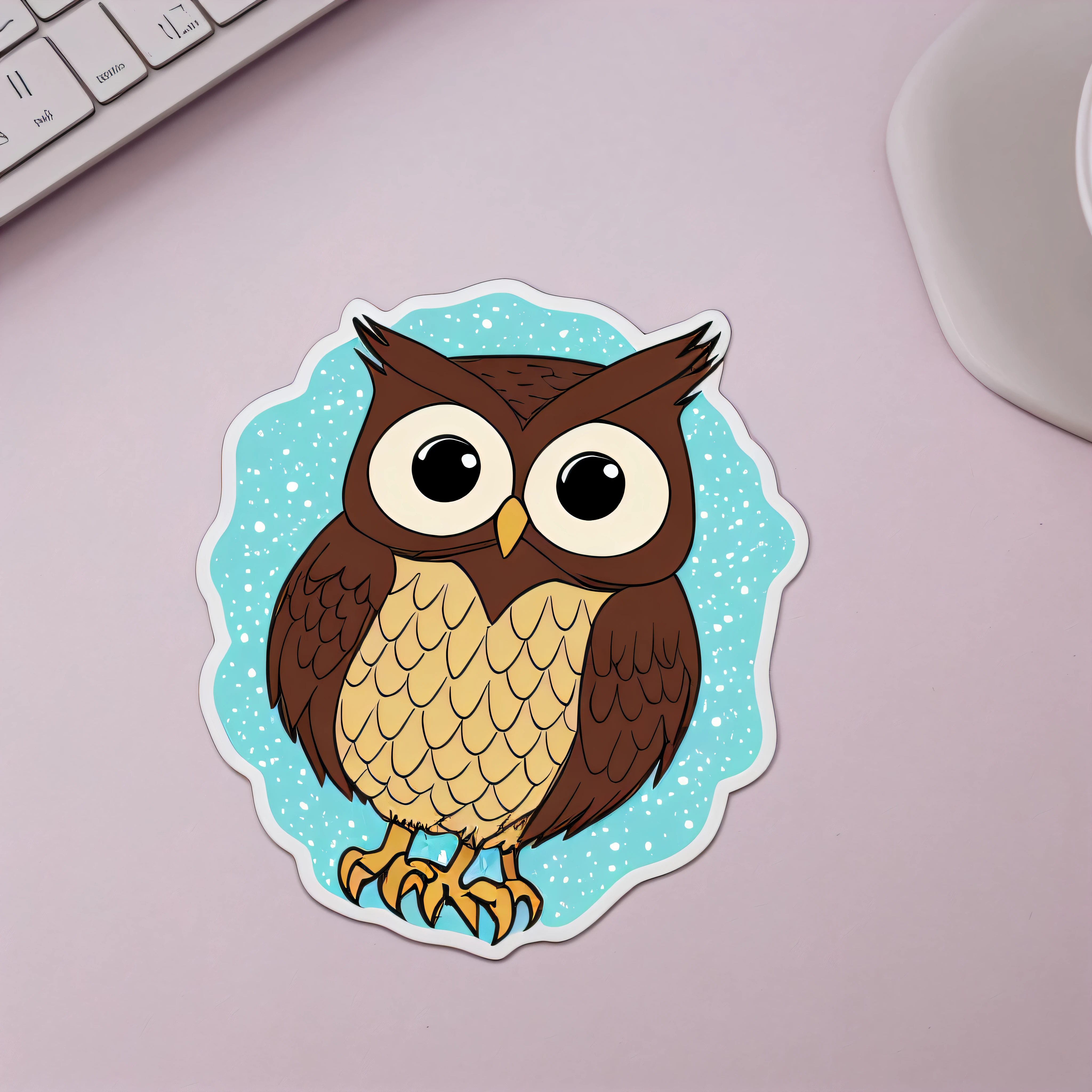 ((sticker)), stunning, chibi owl with cute eyes, cute 4k mouth, high quality, white background, high details, --ar 1:1, illustrator, transparent background --auto