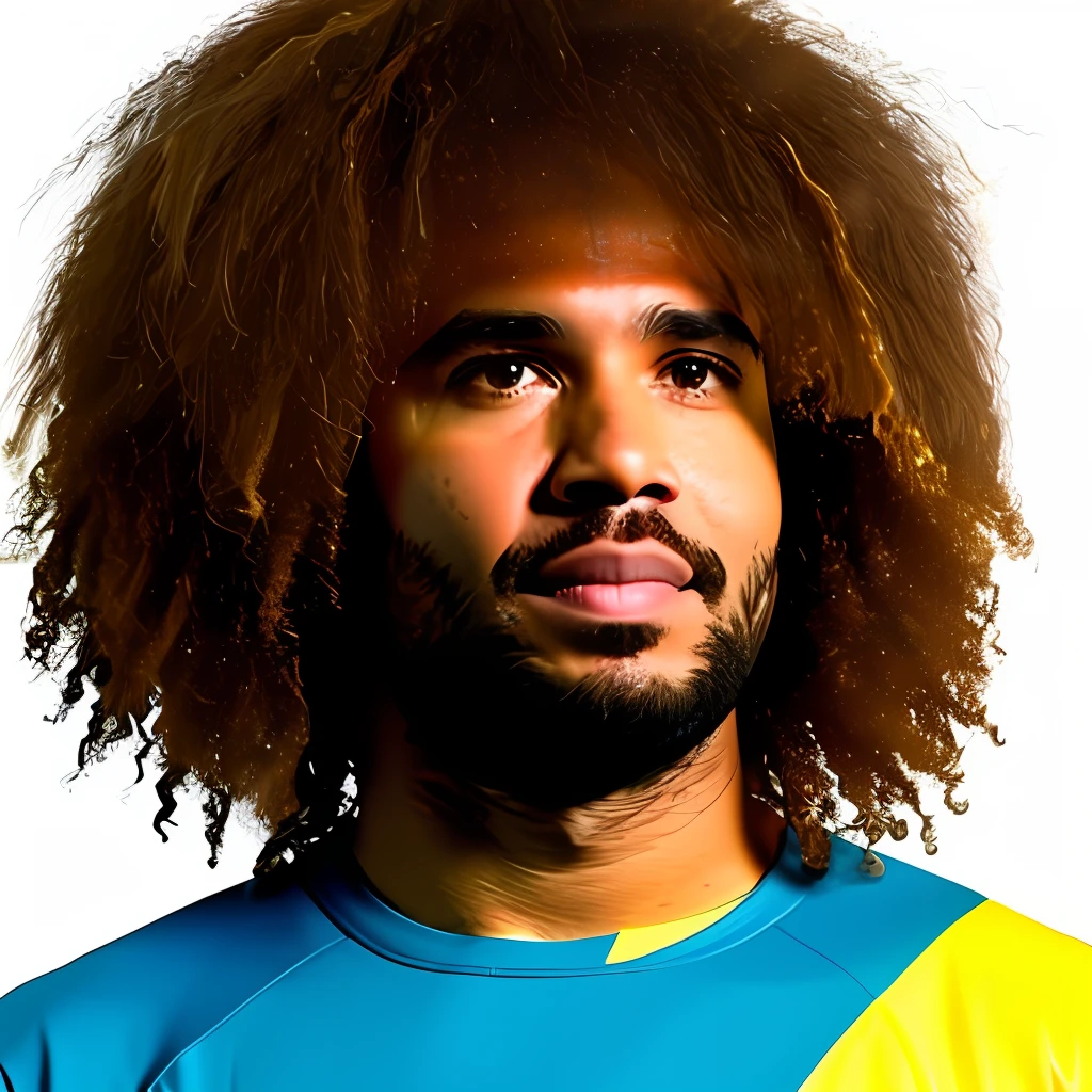 Create a YouTube thumb of Colombian player Carlos valderrama in 3d