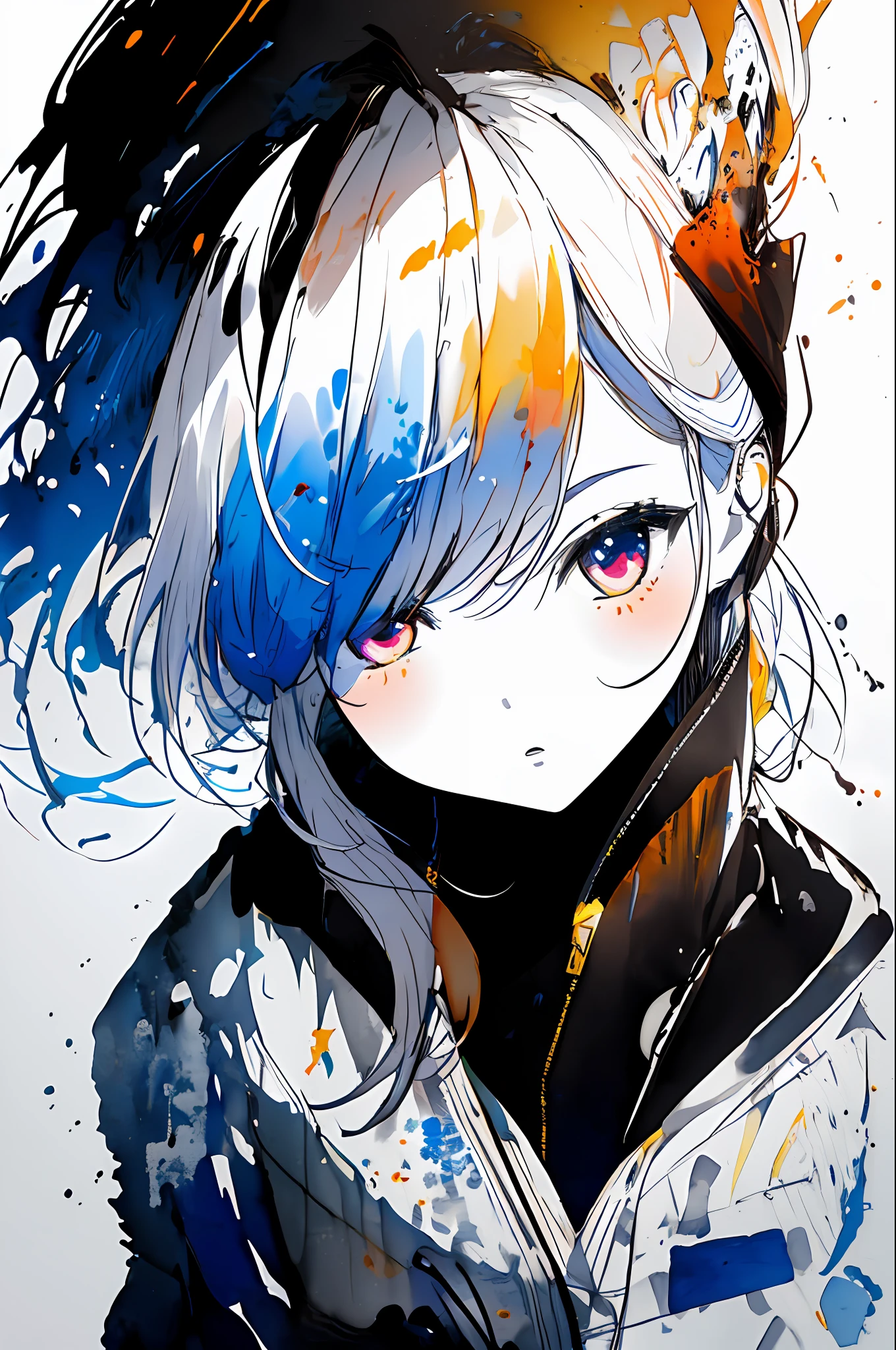 (extremely bright:1.1), white background, [1girl:7], (head tilt:1.2), ([sketch|watercolor \(medium\)]:1.15), (inkblot:1.1), (pale:1.2), chaotic abstract background, vector trace, gradient blending, vibrant colors, superb, extremely detailed, intricate, (extremely low contrast:1.4)