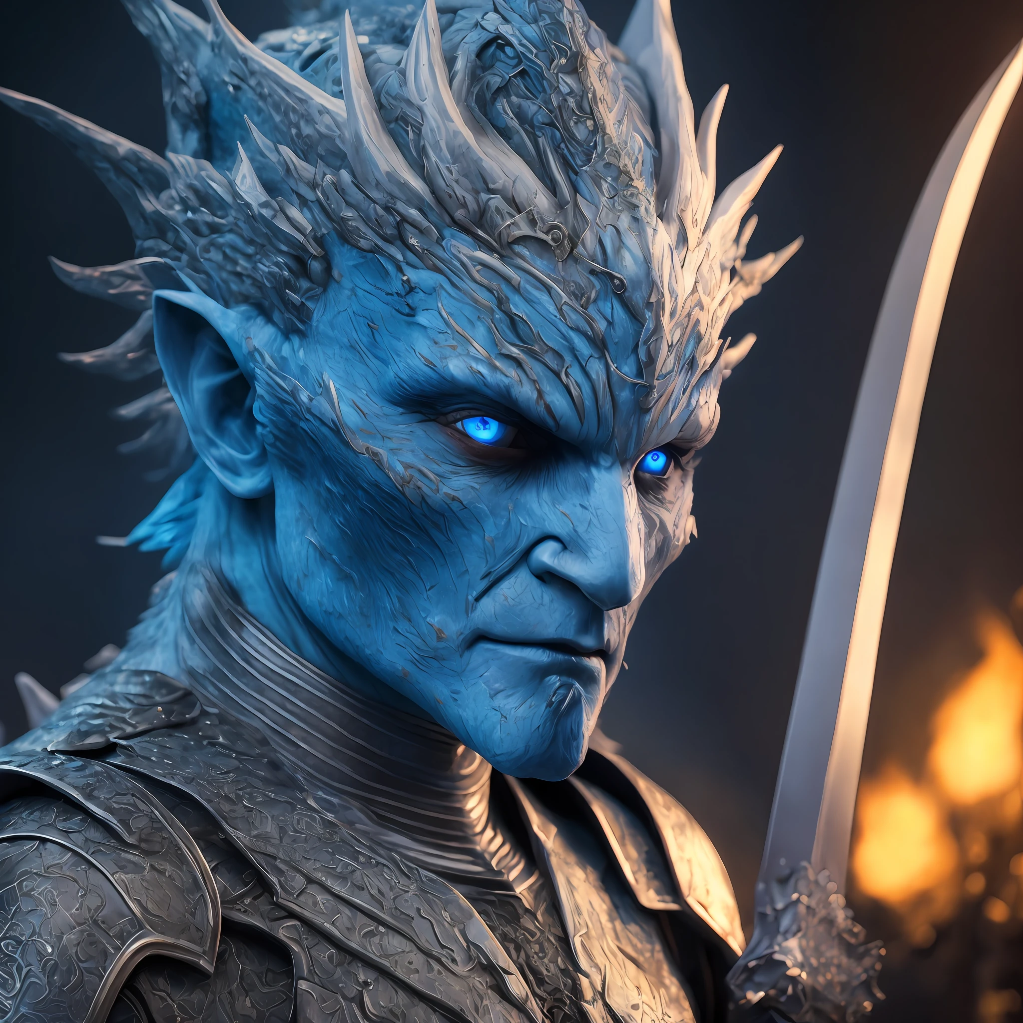 hyper real photo of [Night King|Vladimir Furdik] with ice sword, evil, terror, 1 dragon with blue eyes, close-up, extreme close-up, realistic proportions, realistic blue eyes, ice crusted dragon, limited palette, high resolution, absurd, cinematic lighting, 8k resolution, front lighting, HDR, sunrise, RAW photo, Nikon 85mm, Award-winning, Glamor Photograph, extremely detailed, beautiful Ukrainian, mind-blowing, Noth-Yidik, 16k, --auto