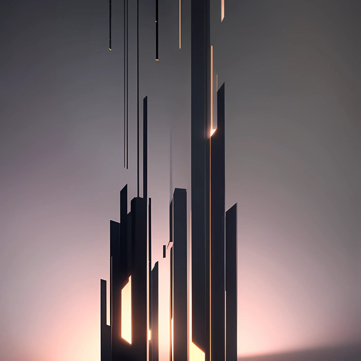 steel light pillar cyber minimalism abstract art piece, digital rendering, blender rendering, made of technology and fused glass, cove lighting 4k