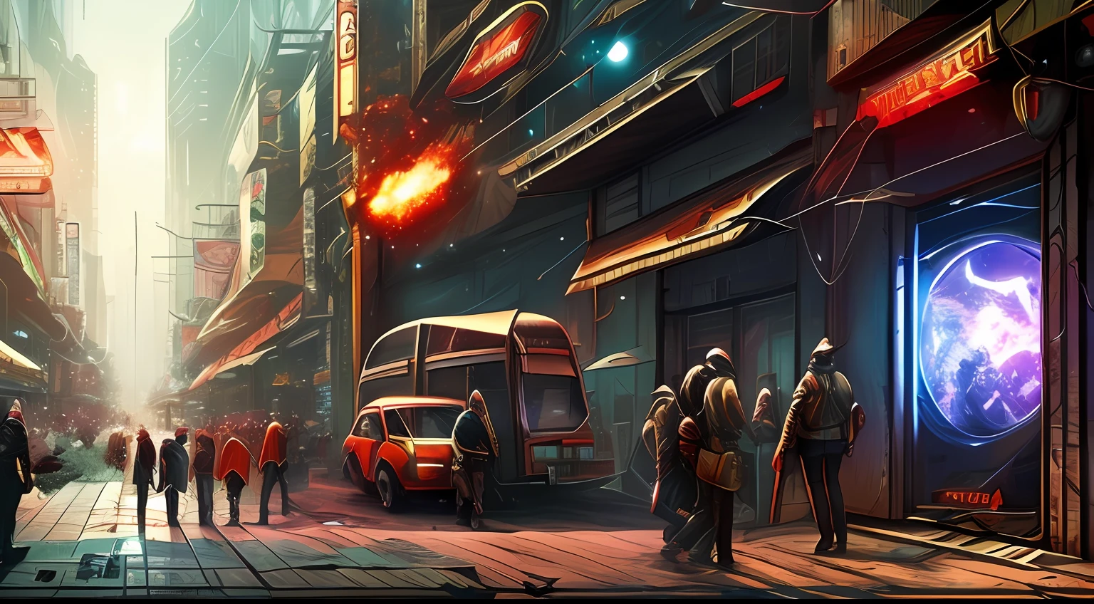realistic background cyberpunk pos apocalyptic --auto