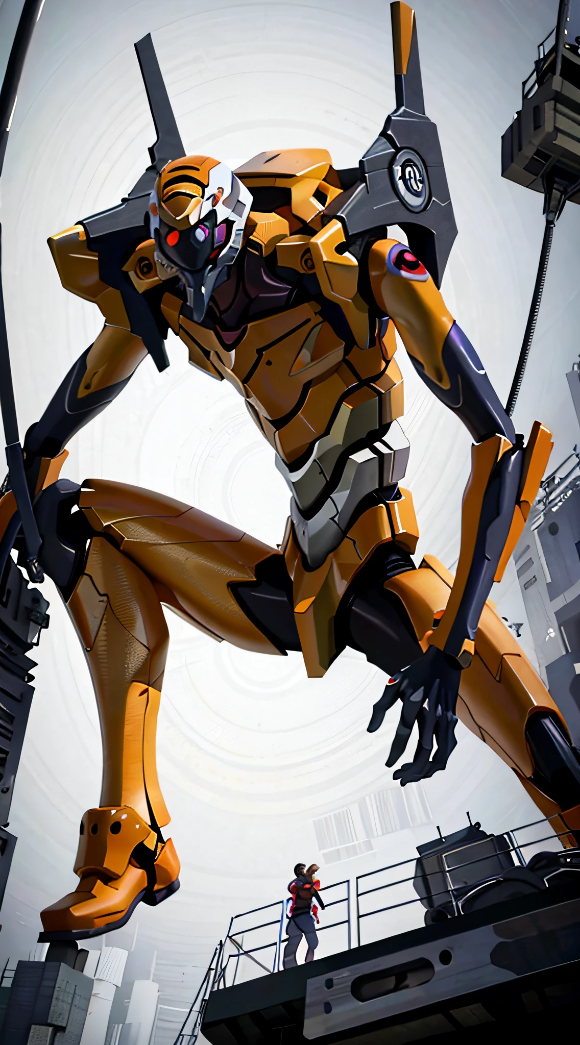 (Eva 0), Eva God, Evangelion Mecha, Science Fiction, Looking at the Viewer, 3d Rendering, (Official Art, Best Quality, Masterpiece: 1.2), Illustration, High Resolution, Beautiful Abstract Background, Futurism, Cyberpunk, Intense Angle