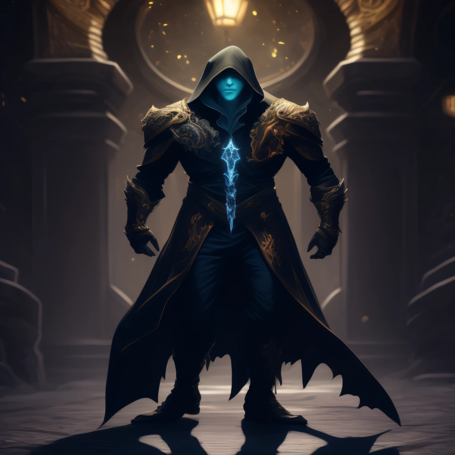 arafed image of a man in a dark suit standing in a dark room, trendin on artstation, dark cloaked necromancer, dark concept art, raziel irl, male necromancer, arcane concept art, karthus from league of legends, portrait of the necromancer, amazing 8k character concept art