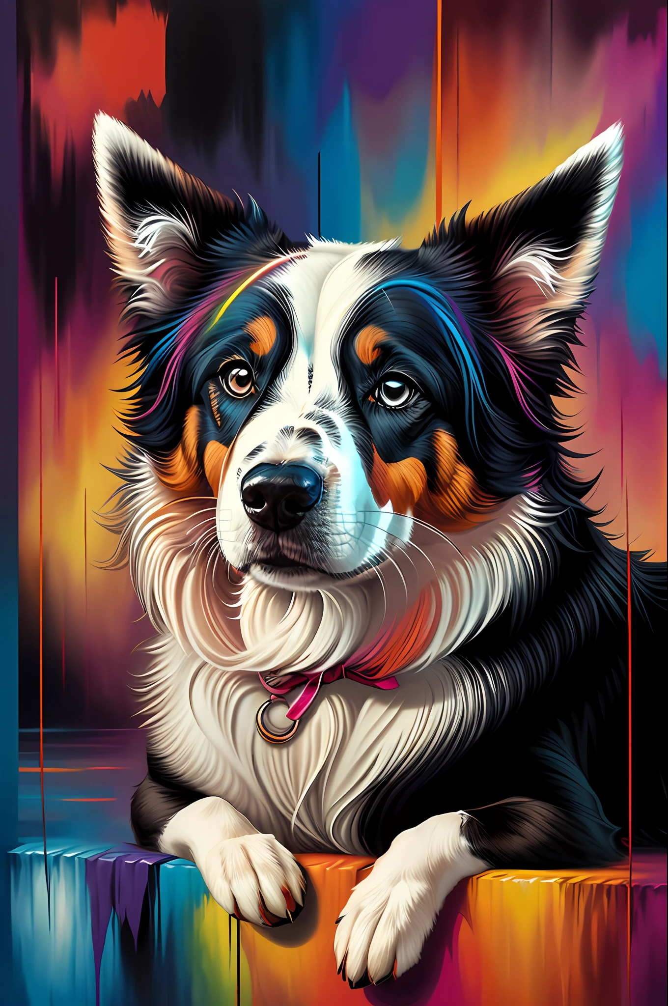 (Dog border collie ),(happy)),(2ear)), Eduardo Kobra padding ,wall PORTRAIT geometric multidimensional, art, chibi,
yang08k, beautiful, colorful,
masterpieces, top quality, best quality, official art, beautiful and aesthetic,