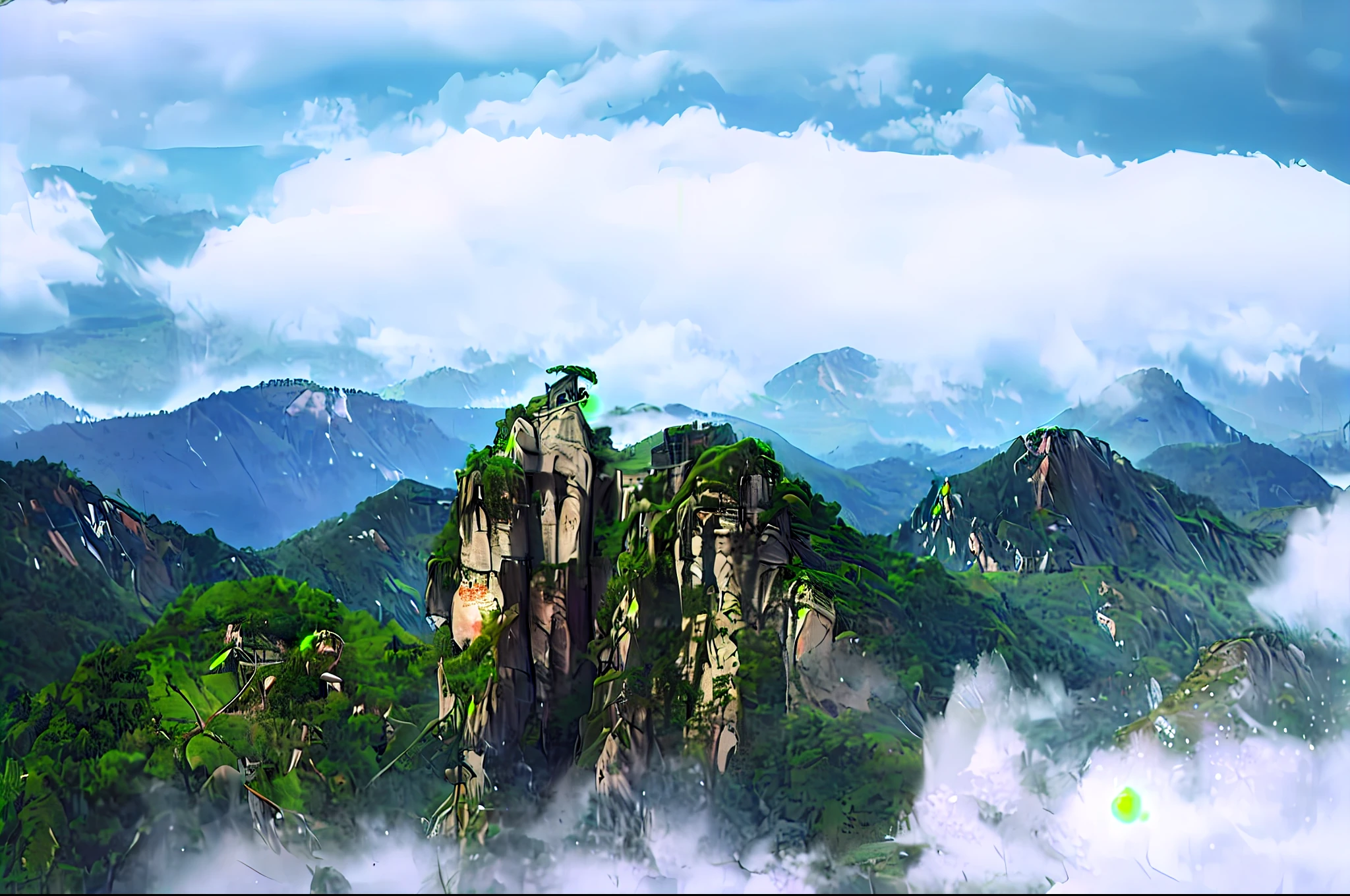 Cloudy mountains, floating mountains, Chinese scenery, majestic natural scenery, mountain background, beautiful natural scenery, breathtaking mountains